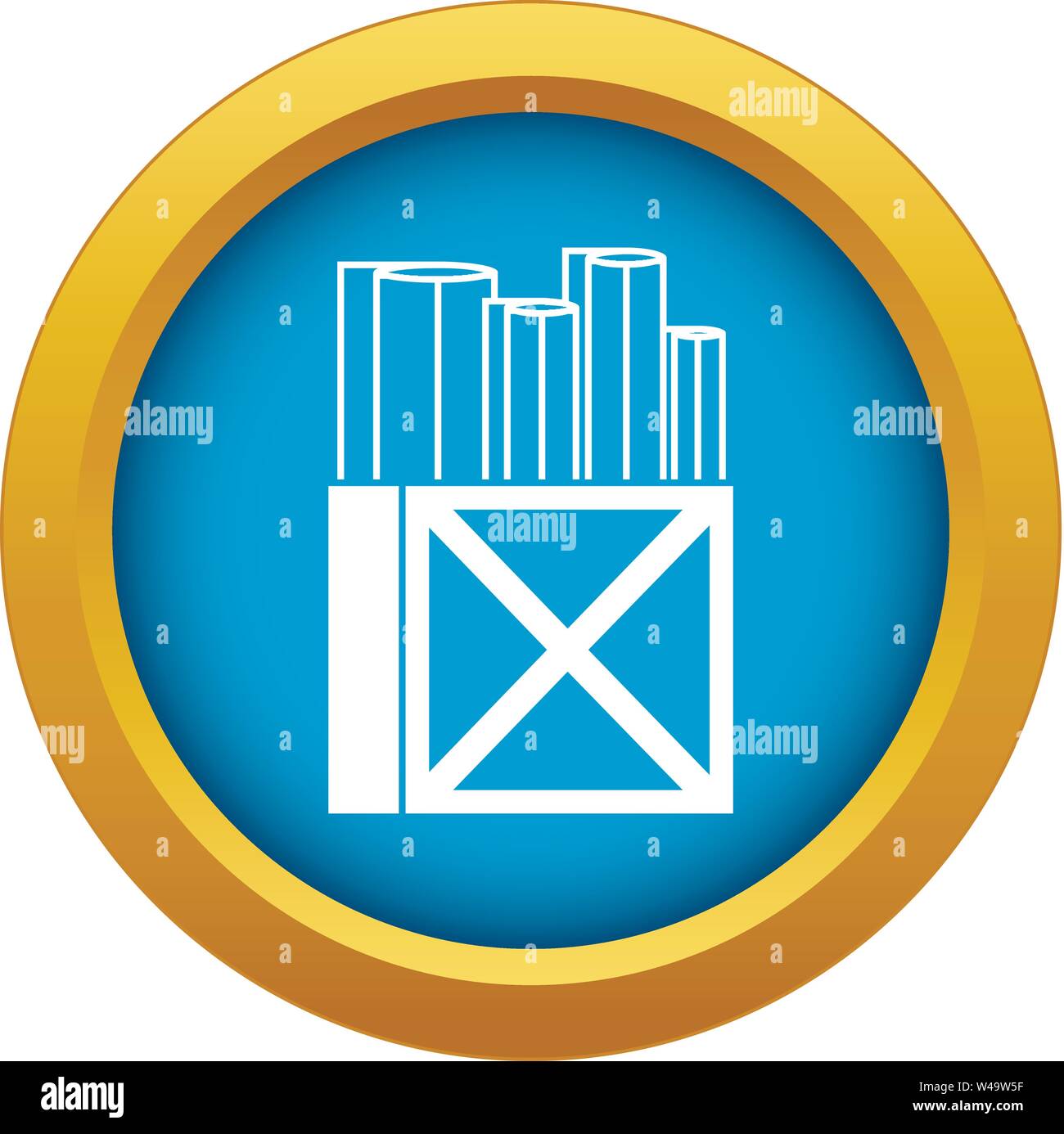 Rolls of white paper in a wooden box icon blue vector isolated Stock Vector