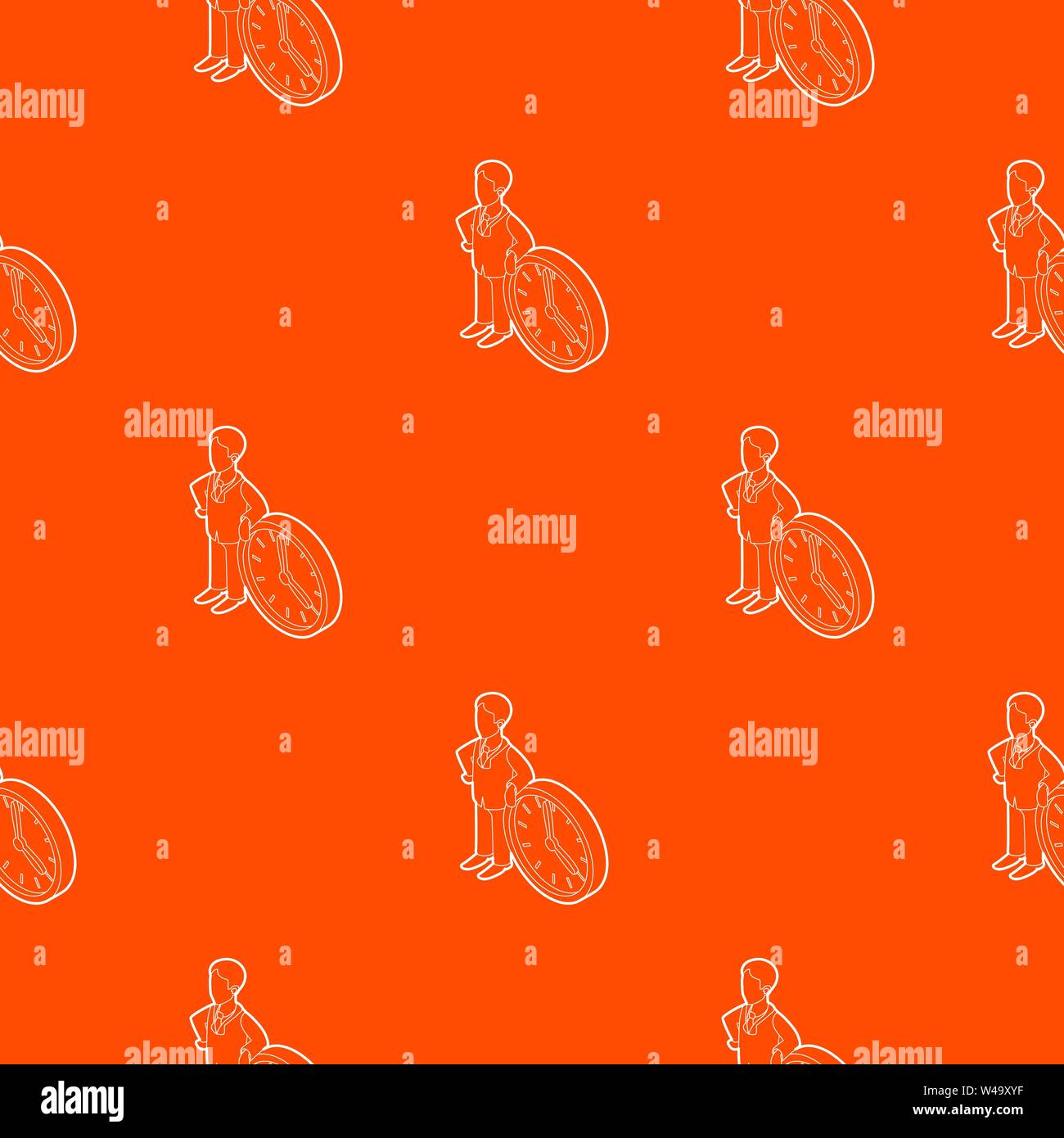 Businessman and clock showing 4 clock pattern vector orange Stock Vector