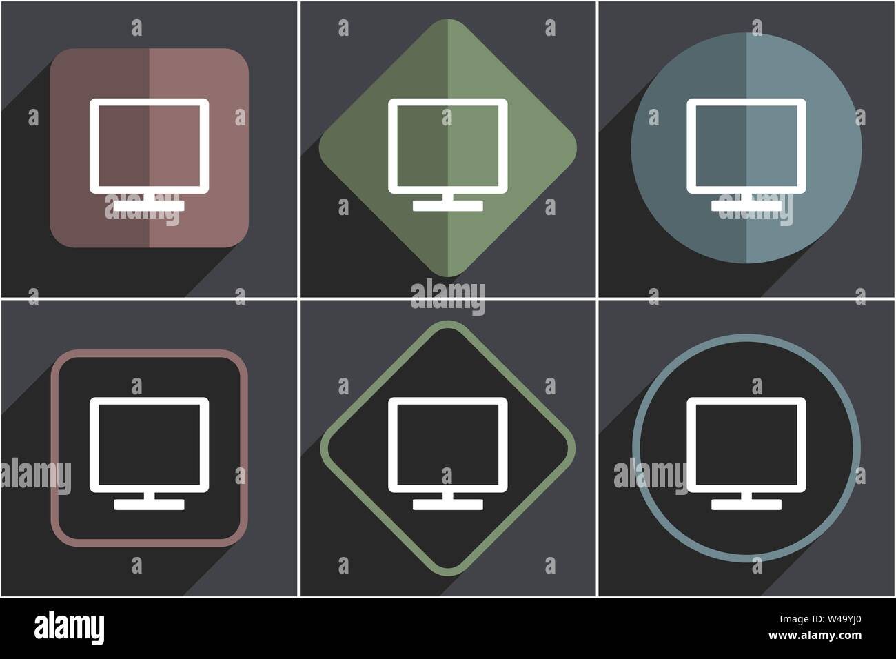 Tv flat vector icons set Stock Vector