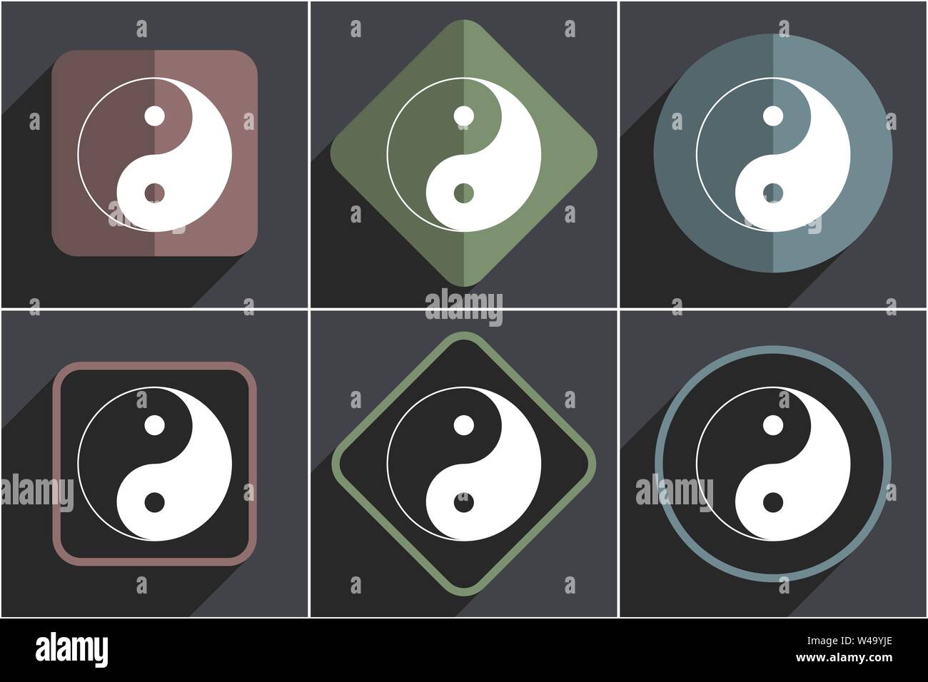 Ying yang flat vector icons set Stock Vector Image & Art - Alamy