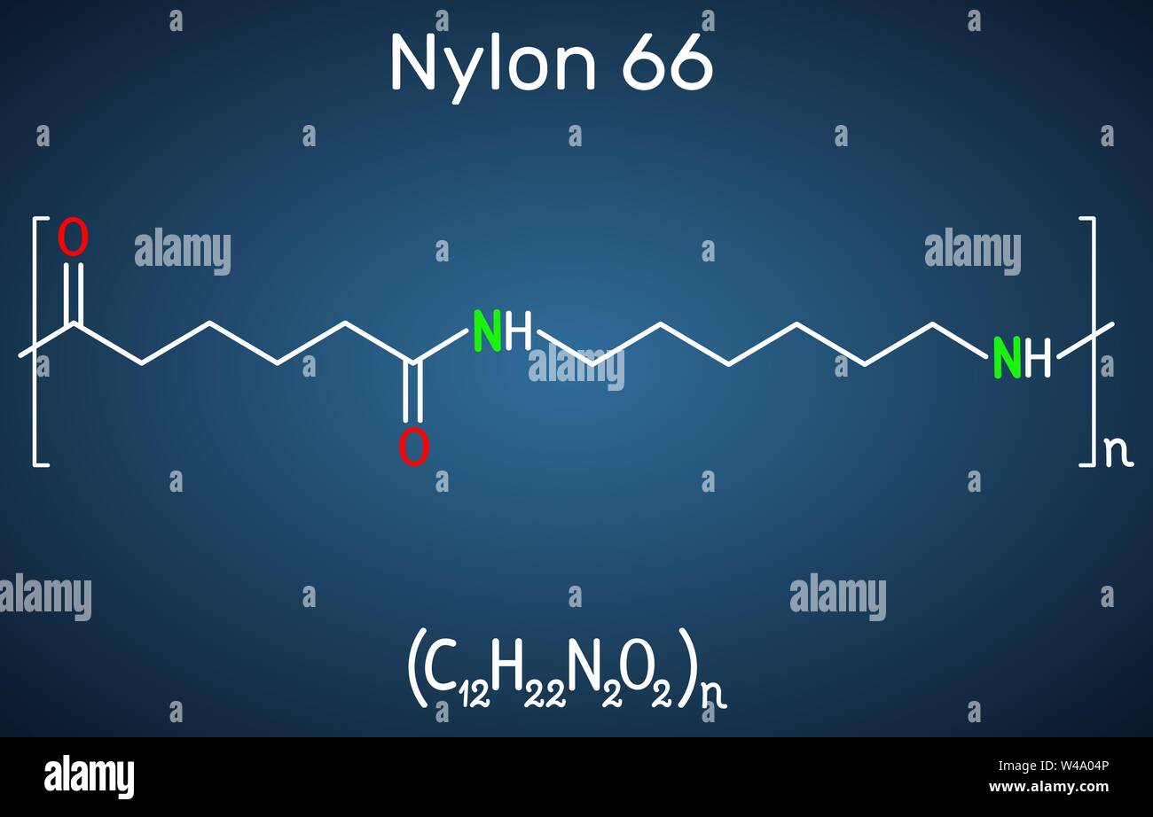 Nylon 66 or nylon molecule. It is plastic polymer. Structural chemical  formula on the dark blue background. Vector illustration Stock Vector Image  & Art - Alamy
