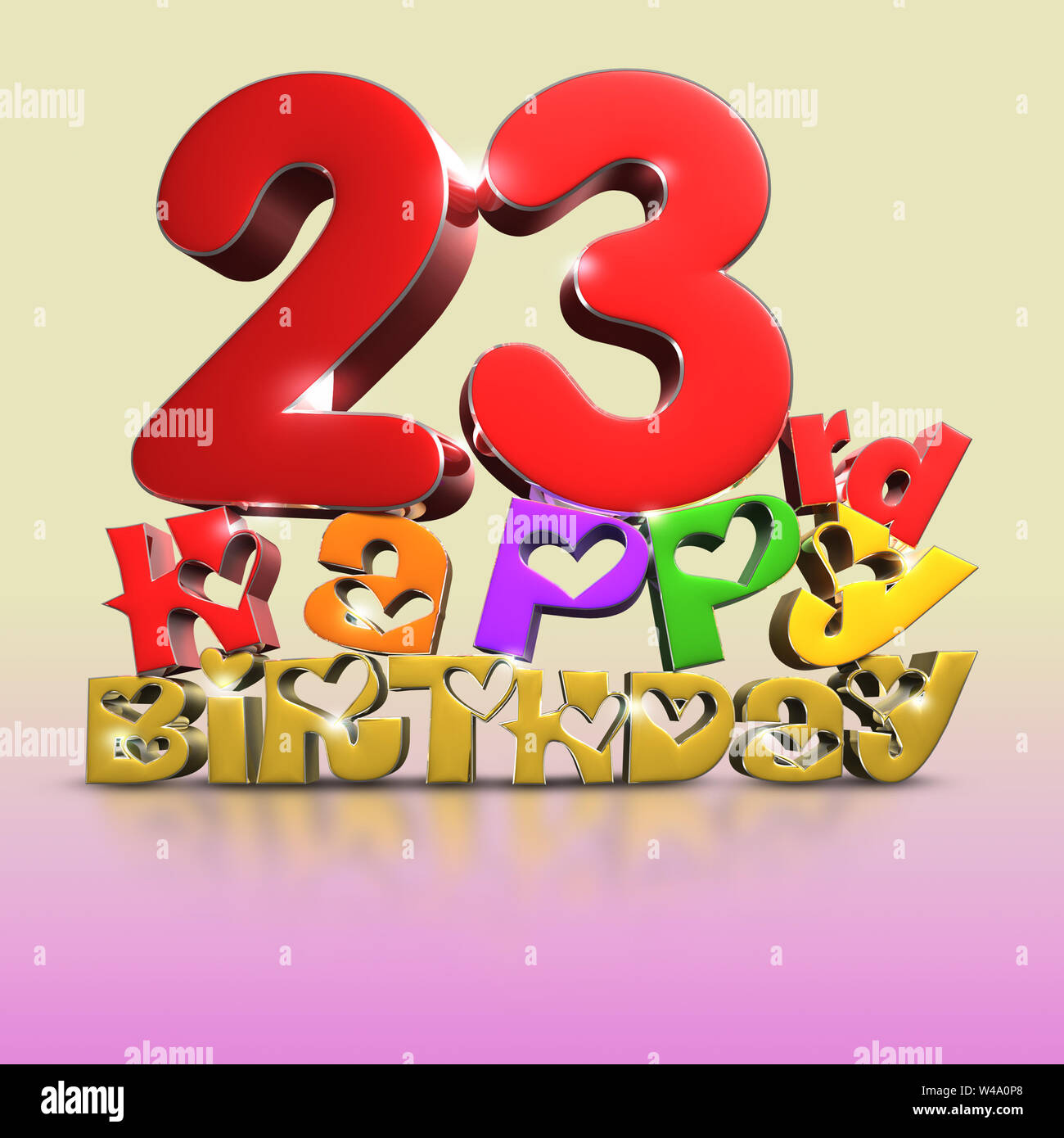 23 rd Happy Birthday 3d on a creamy pink tone background.(with Clipping  Path Stock Photo - Alamy