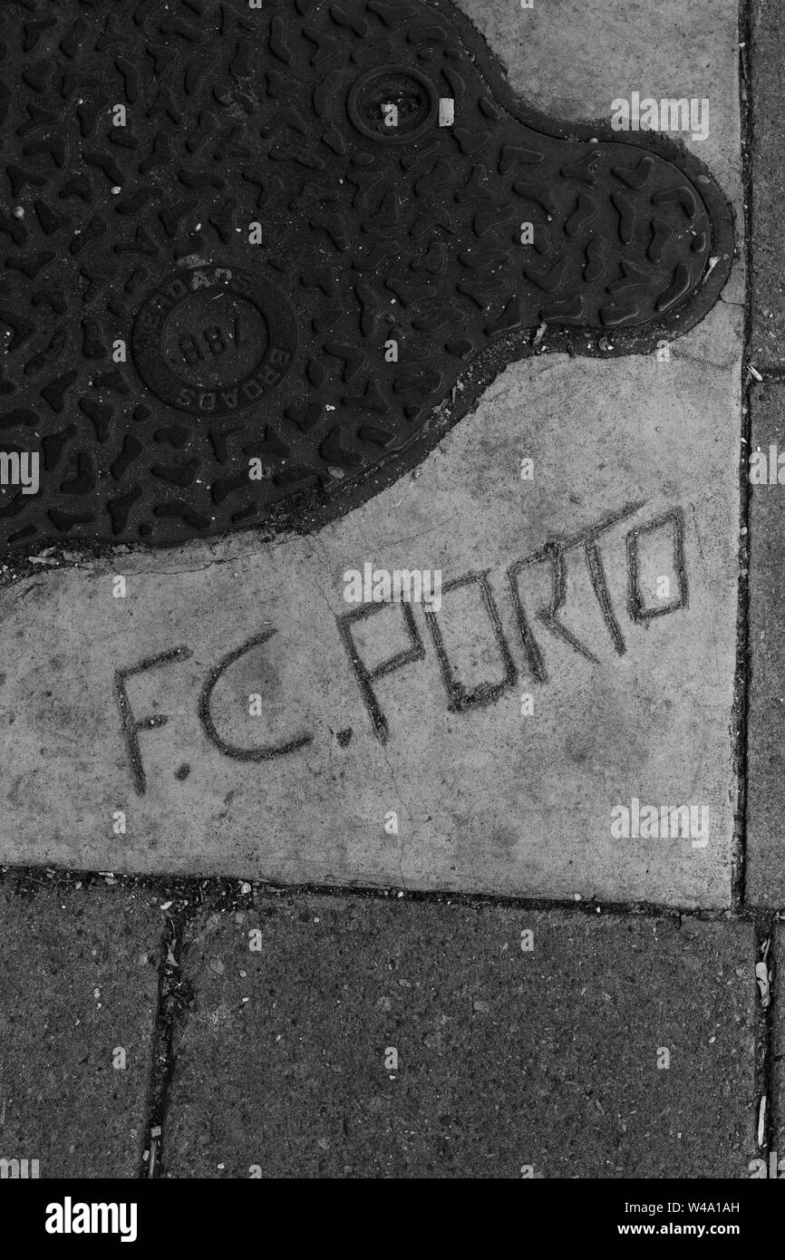 FC Porto written in concrete on pavement in London Stock Photo