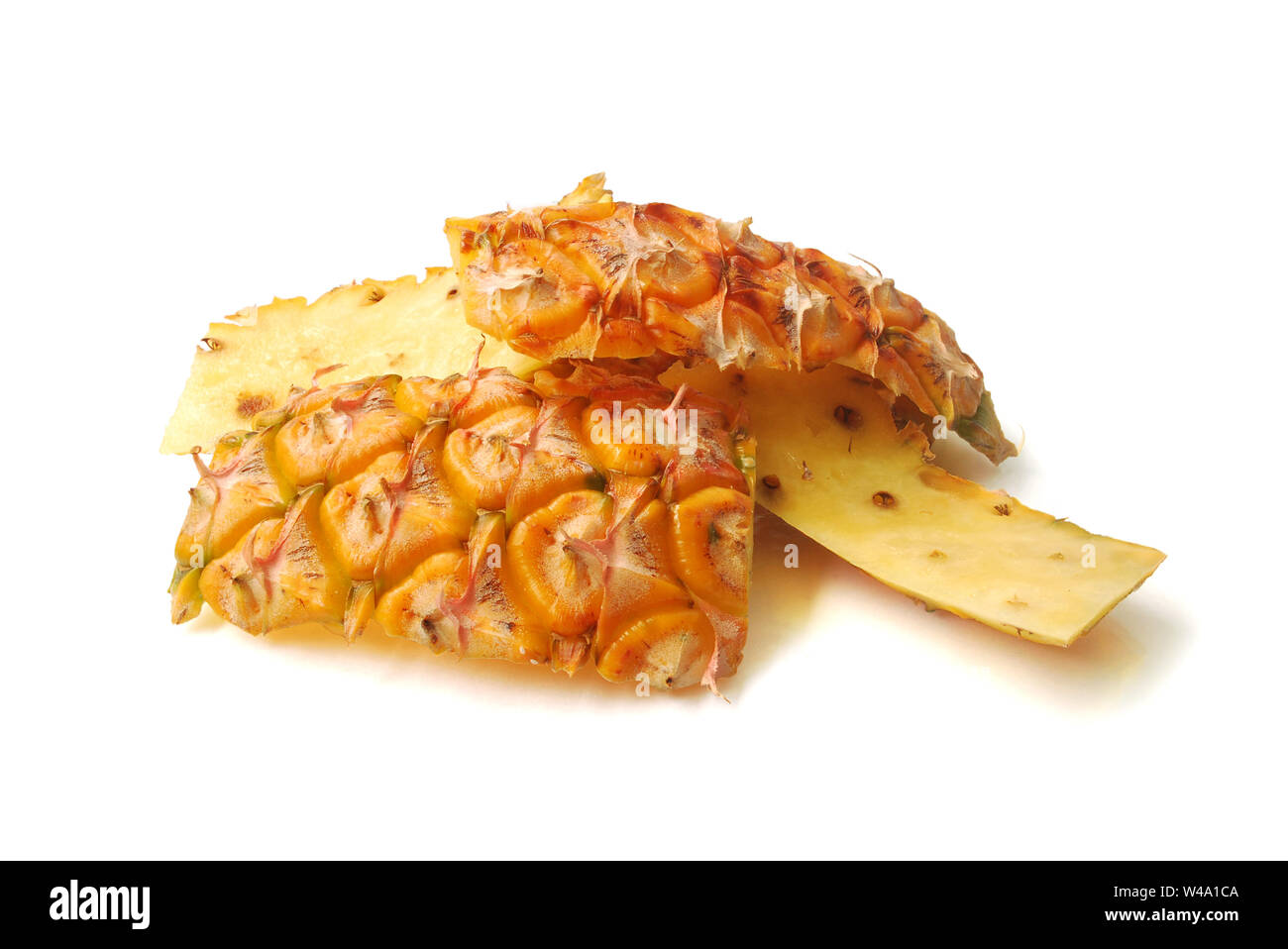 Fresh pineapple peel on white background.(with Clipping Path). Stock Photo