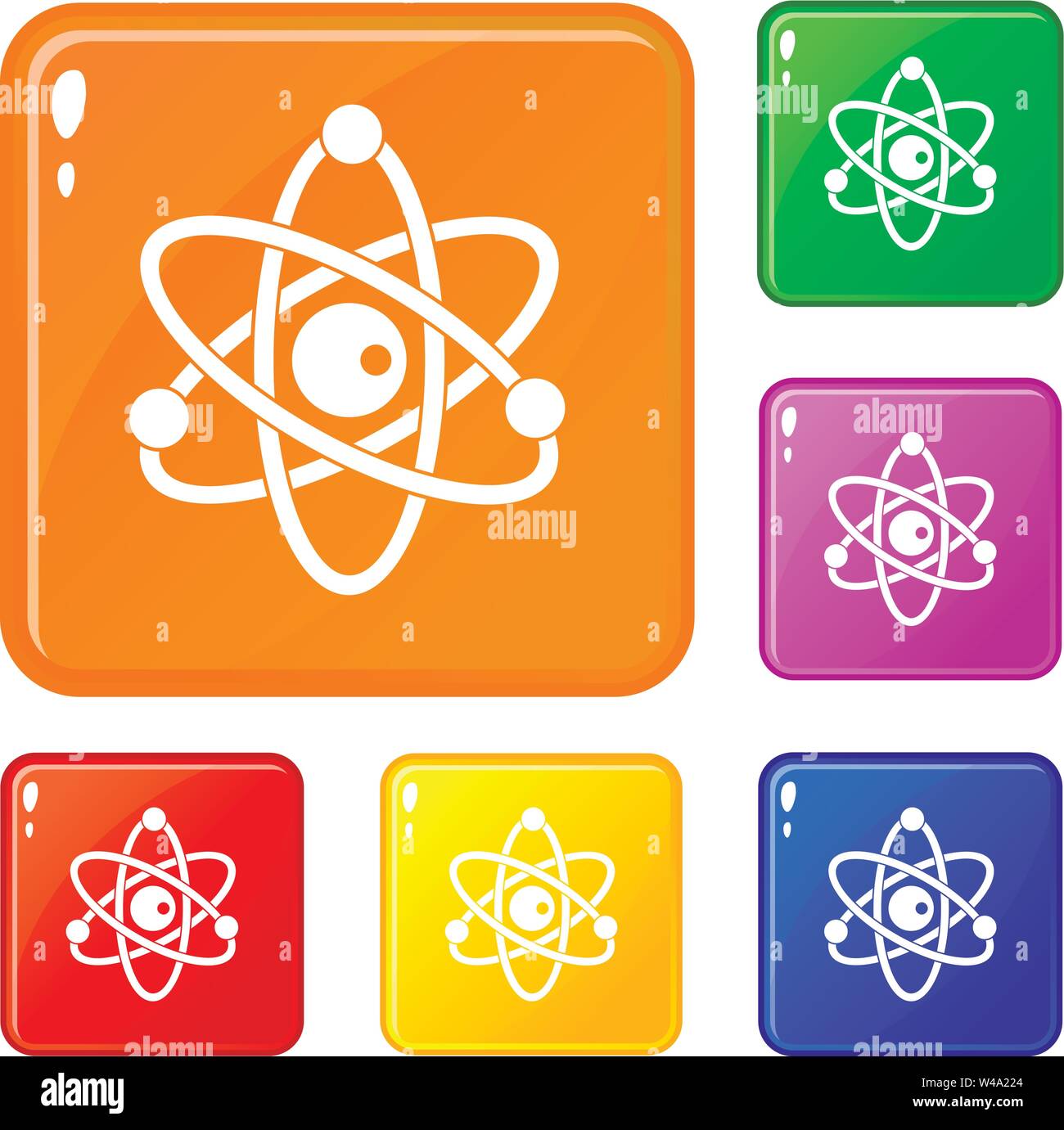 Atomic model icons set vector color Stock Vector Image & Art - Alamy