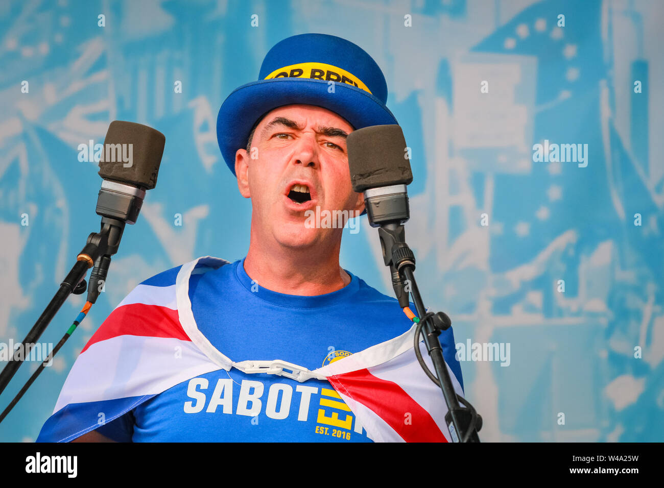 Steven (Steve) Bray, anti-Brexit activist at SODEM founder, speaks on stage at the 'March for Change' anti-Brexit protest in Westminster, London, UK Stock Photo