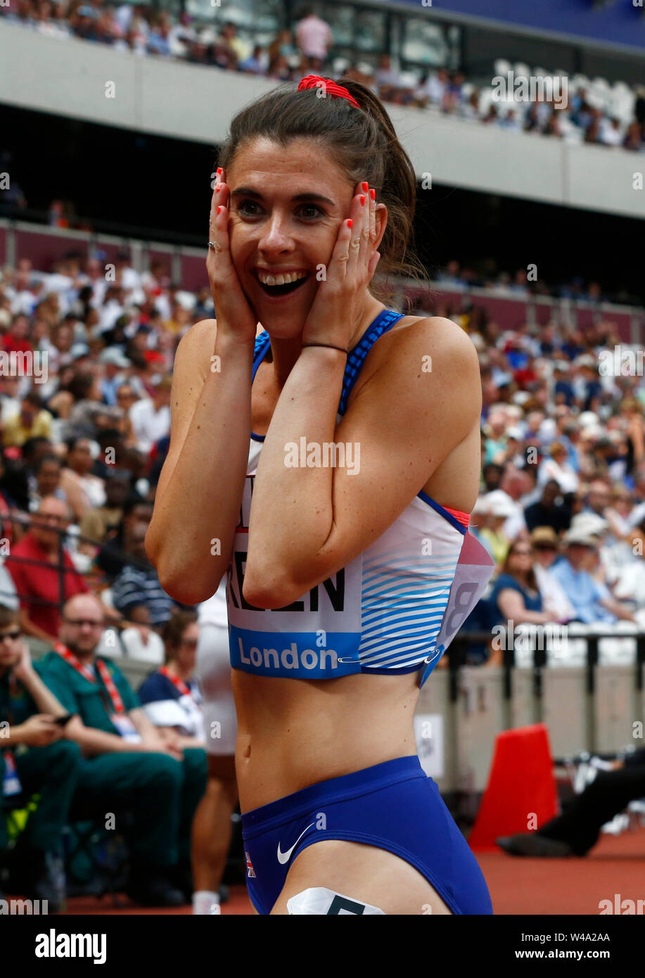 London, UK. 21st July, 2019. LONDON, ENGLAND. JULY 21: Olivia Been (GBR) surprise of her time after T35-38 100m Women during Day Two of IAAF Diamond League the Muller Anniversary Games at London Stadium on July 20, 2019 in London, England. Credit: Action Foto Sport/Alamy Live News Stock Photo