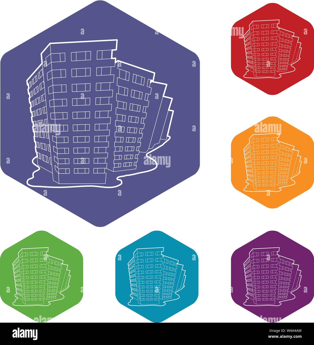 Building icons vector hexahedron Stock Vector
