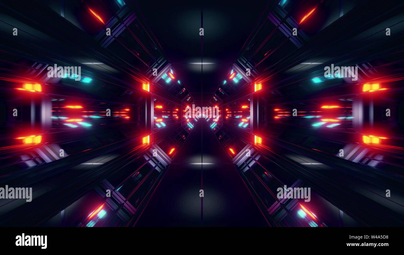 Black Scifi Space Tunnel Background Wallpaper With Nice Glow 3d