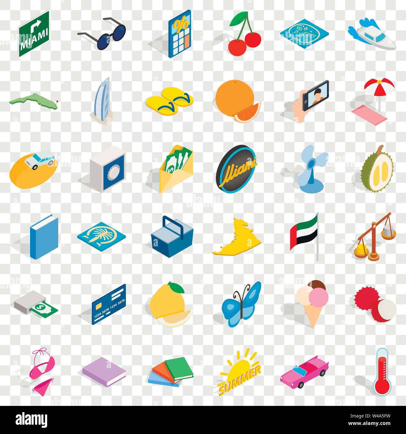Letter icons set, isometric style Stock Vector