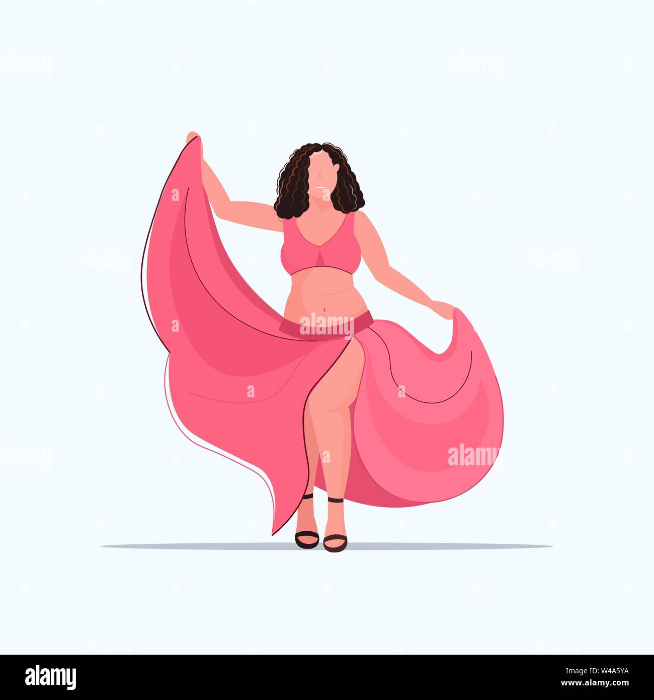 Fat Overweight Body Positive Girl Standing Pose Obese Smiling