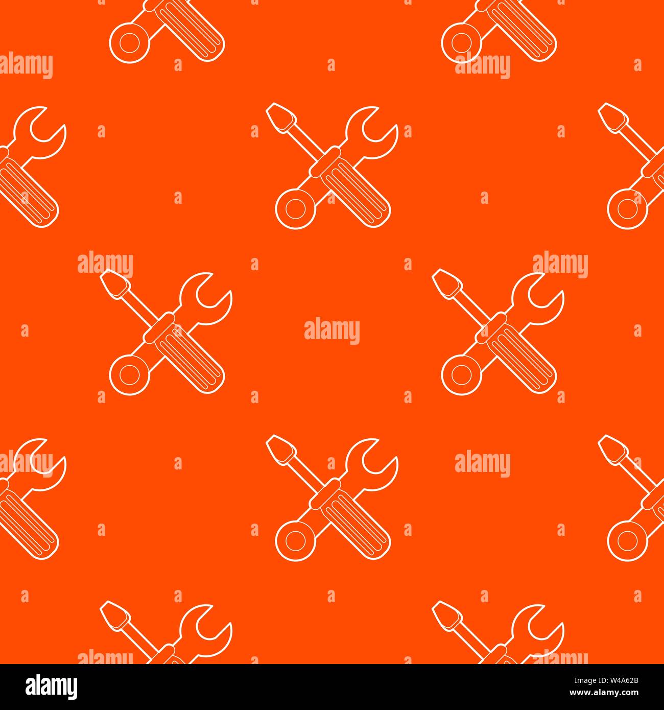 Crossed screwdriver and wrench pattern vector orange Stock Vector