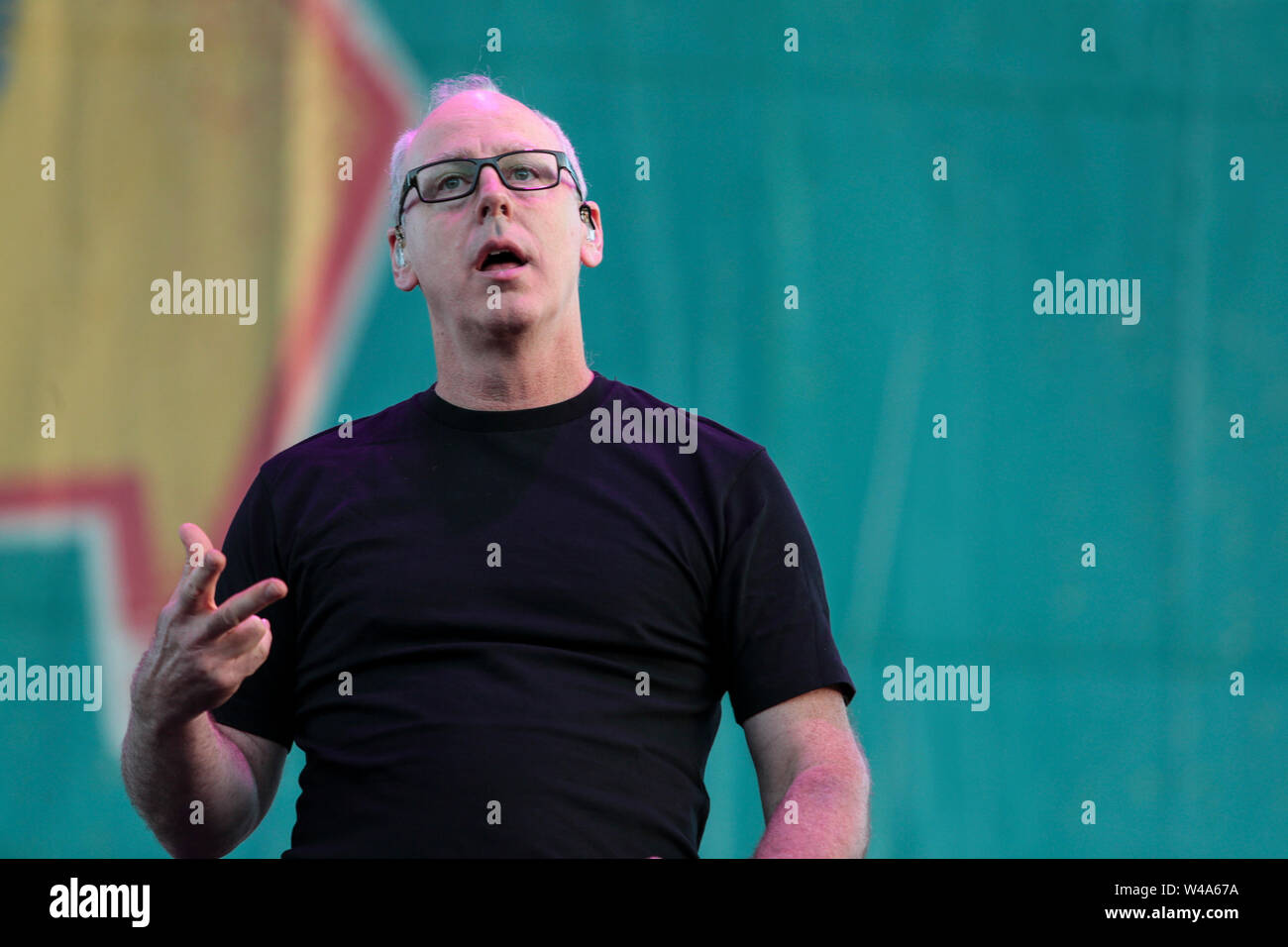 California, USA . 20th July, 2019. Bad Religion lead singer Greg Graffin performs during the Vans Warped Tour 25th Anniversary at Shoreline Amphitheater on July 20, 2019 in Mountain View, California. Credit: MediaPunch Inc/Alamy Live News Stock Photo