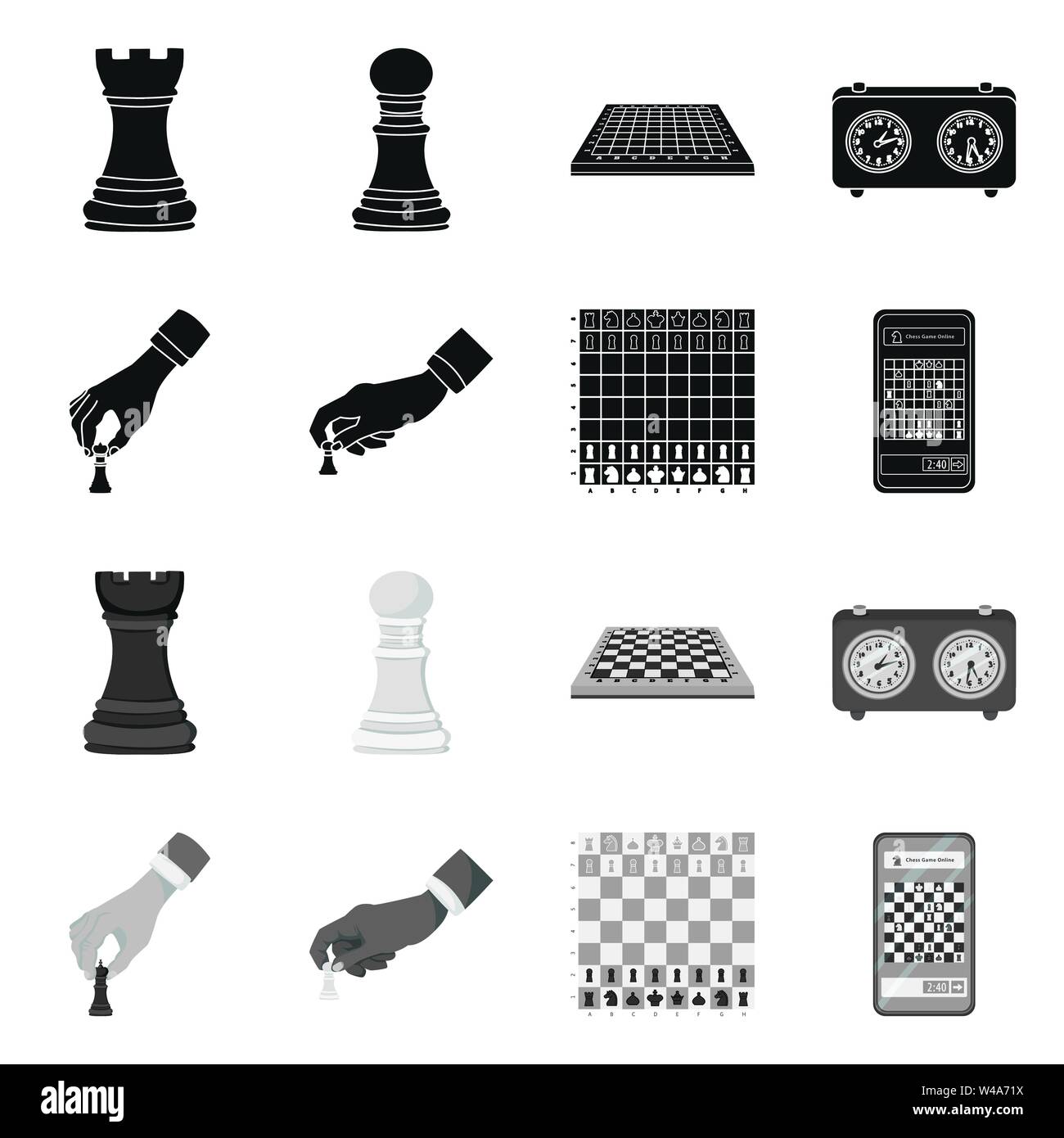 Isolated object of checkmate and thin symbol. Set of checkmate and ...