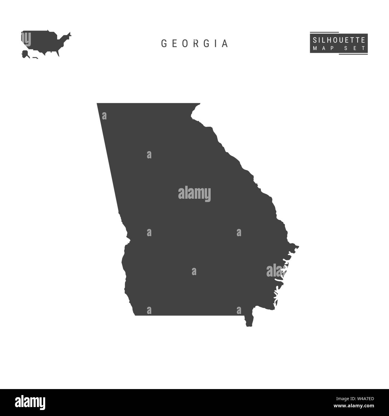 US State Blank Vector Map Isolated on White Background. HighDetailed Black Silhouette