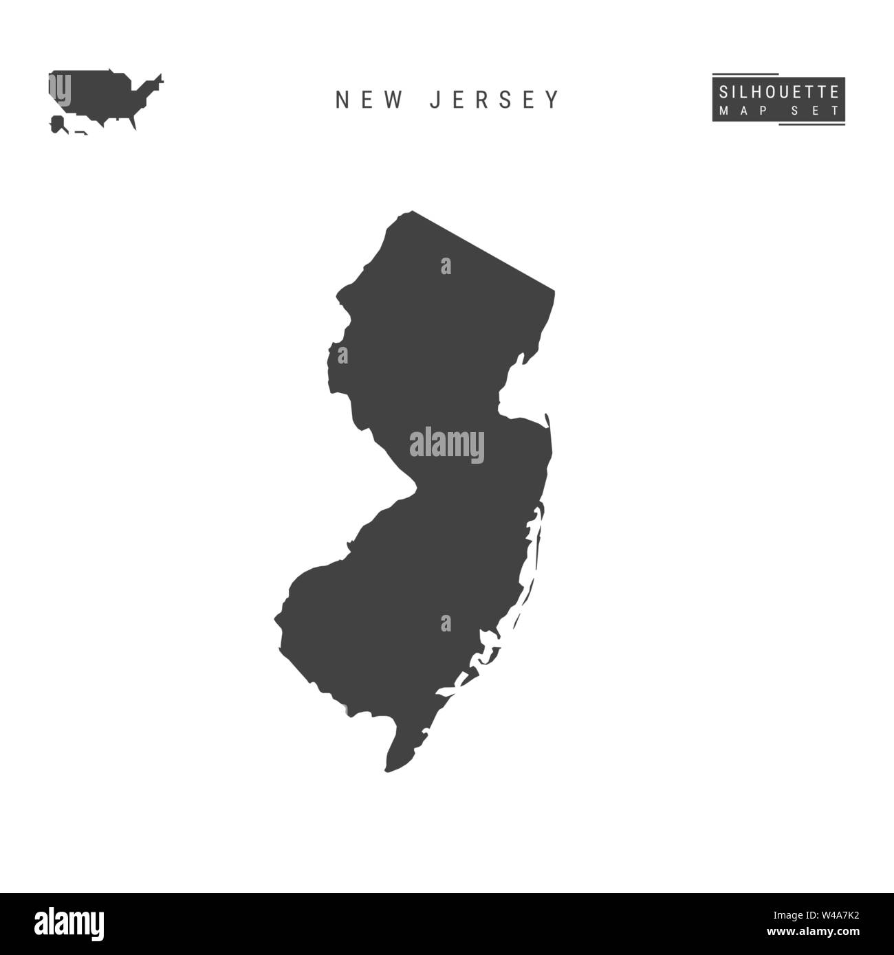 New Jersey US State Blank Vector Map Isolated On White Background High New Jersey Us State Blank Vector Map Isolated On White Background High Detailed Black Silhouette Map Of New Jersey W4A7K2 