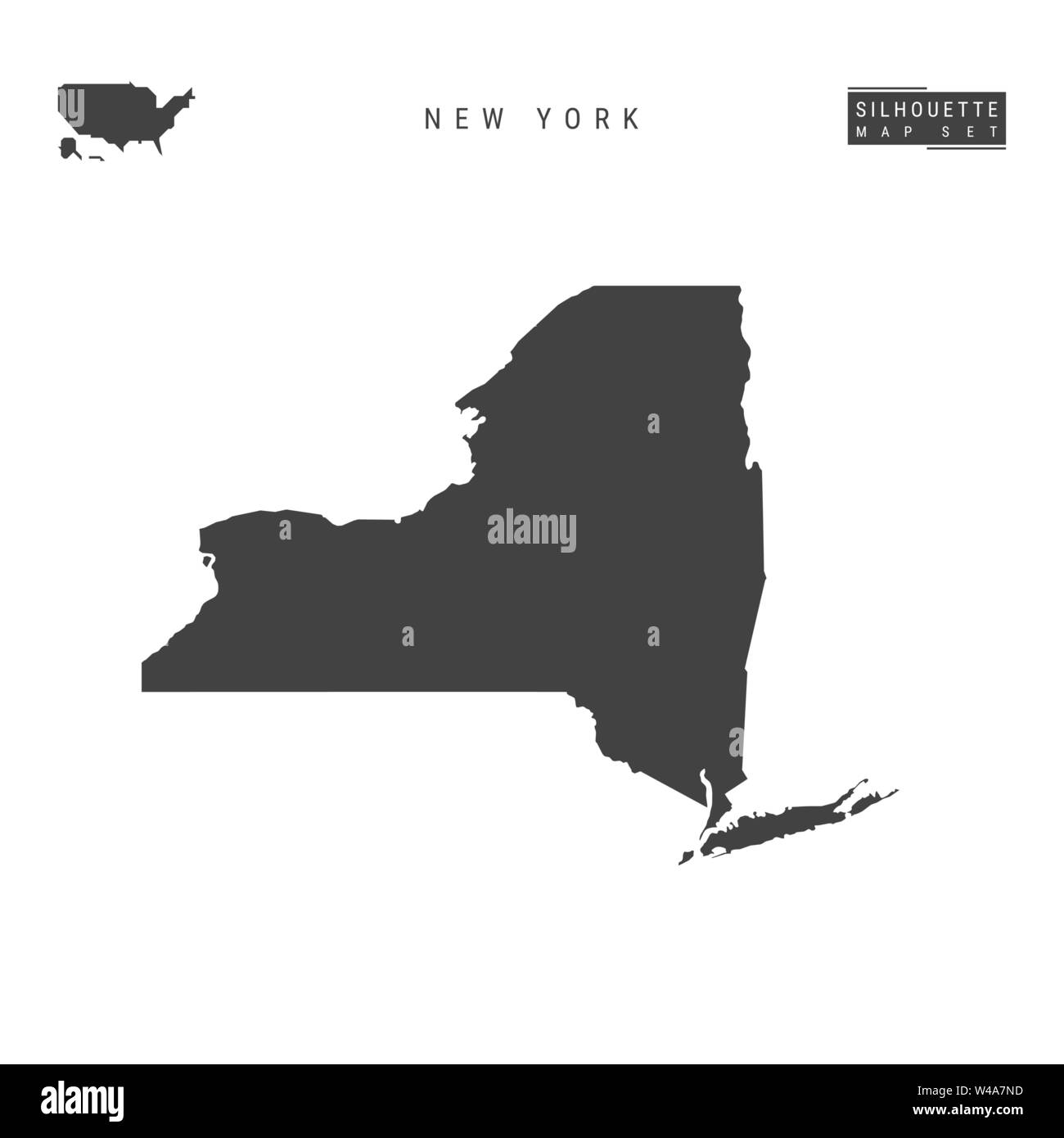 New York US State Blank Vector - New York Us State Blank Vector Map Isolated On White Background High Detailed Black Silhouette Map Of New York W4A7ND  black and white map of united states of america