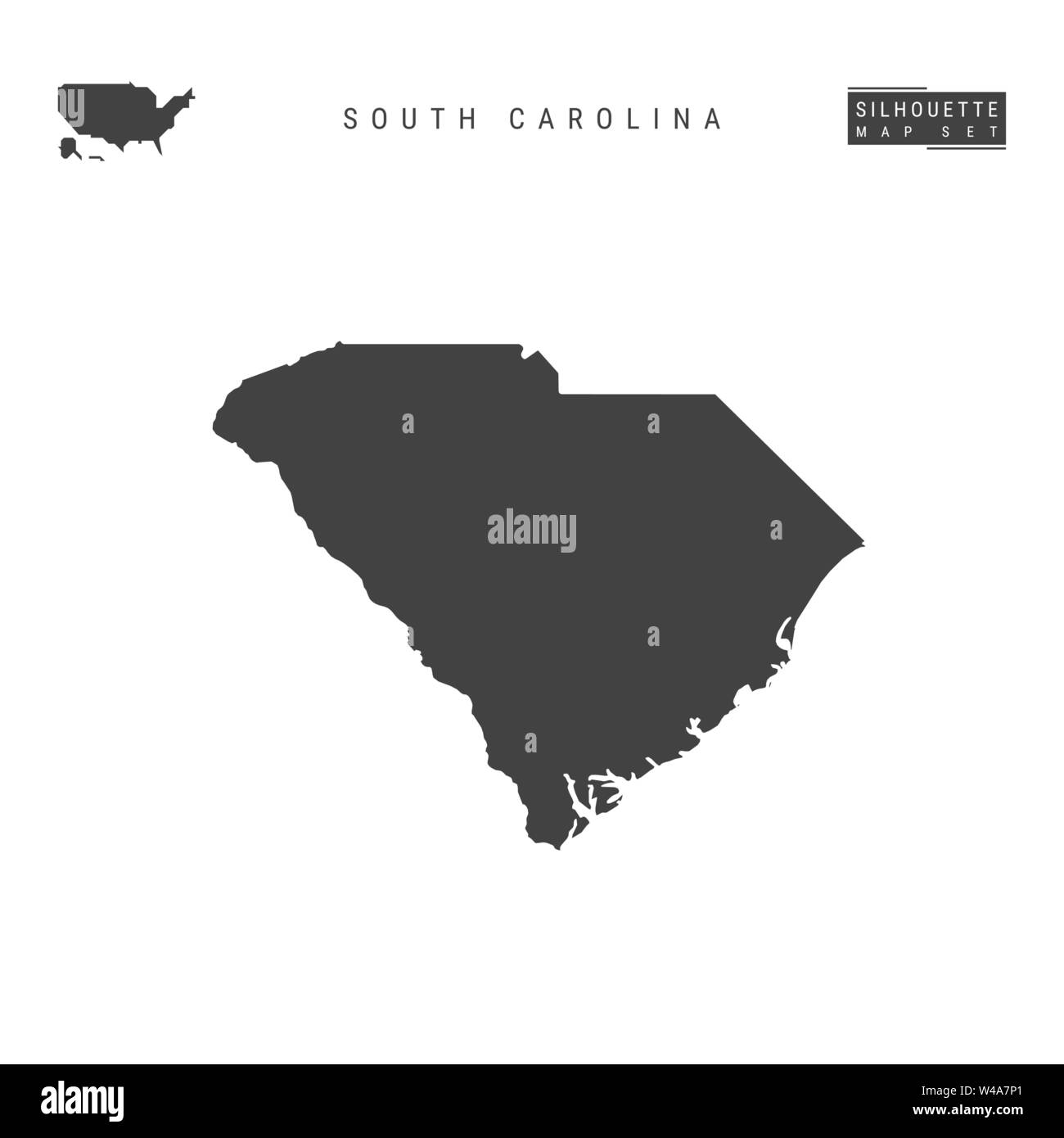 South Carolina US State Blank Vector - South Carolina Us State Blank Vector Map Isolated On White Background High Detailed Black Silhouette Map Of South Carolina W4A7P1