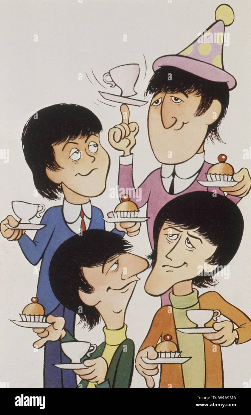 DIBUJO-CARICATURA-LOS BEATLES. THE BEATLES. JOHN LENNON. PAUL MCCARTNEY.  RINGO STARR. GEORGE HARRISON Stock Photo - Alamy