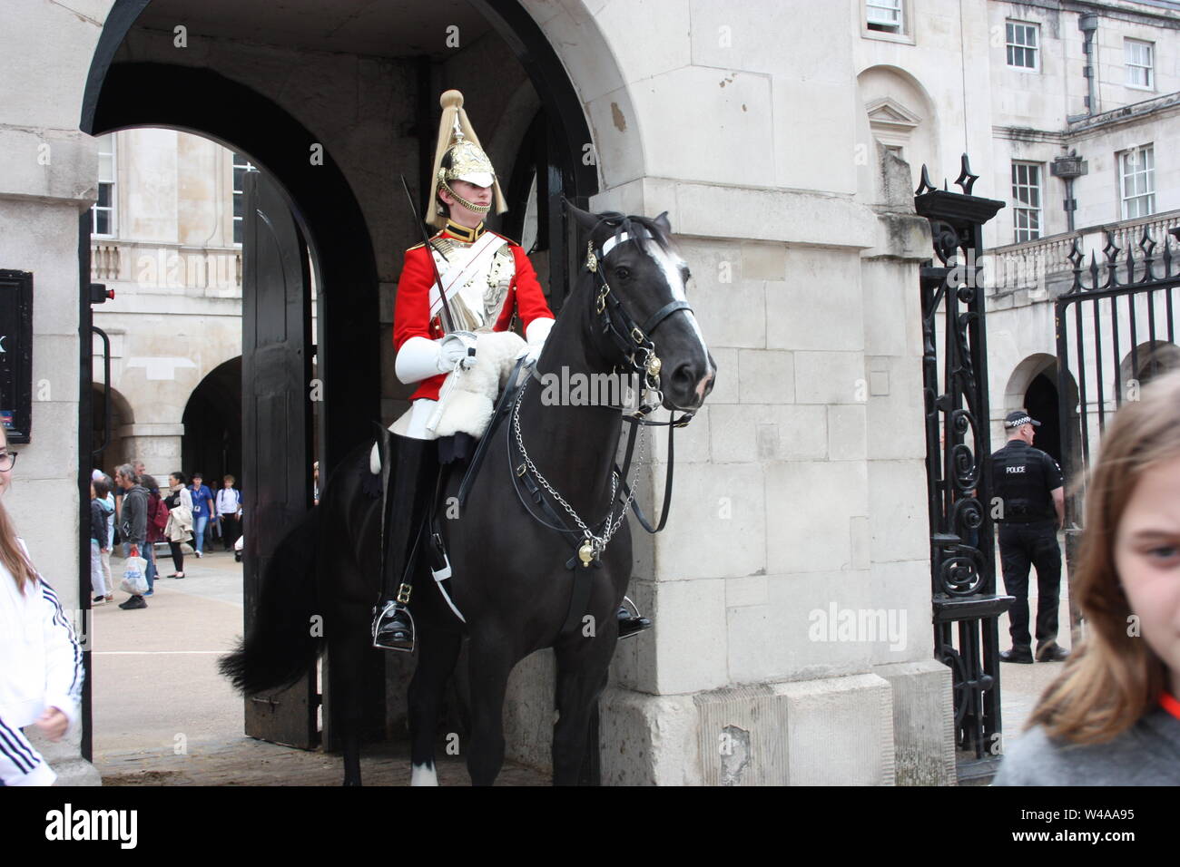 a young royal guard on horseback in London Stock Photo Alamy