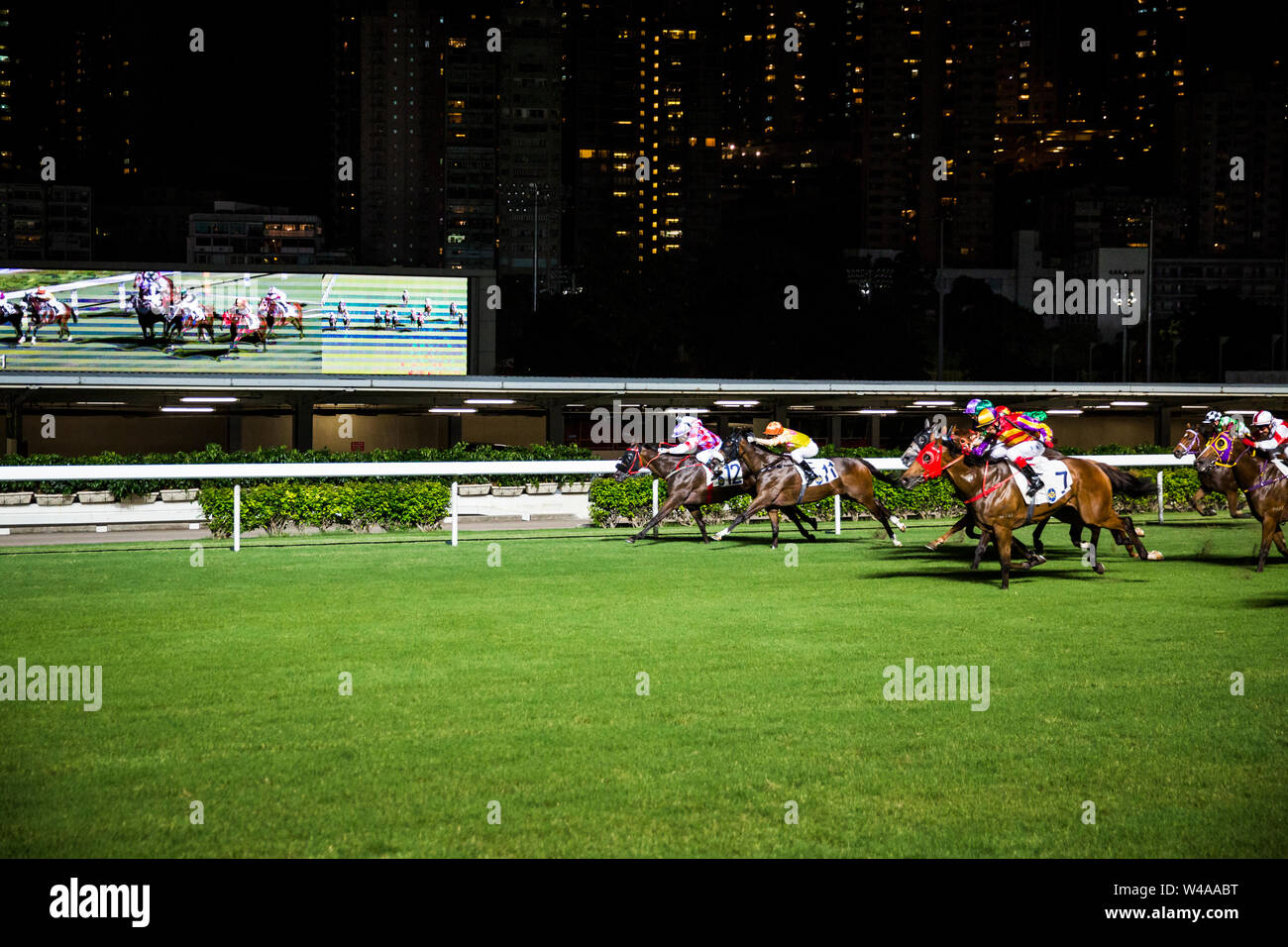 Horse race at Happey Valley racecourse. Hong Kong Stock Photo Alamy
