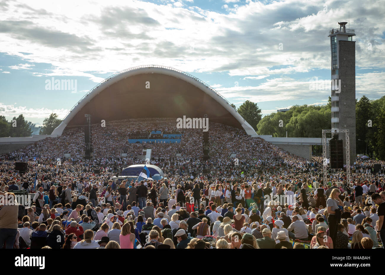 Tallinn, Estonia, 6th July, 2019: people at estonian folk singing
