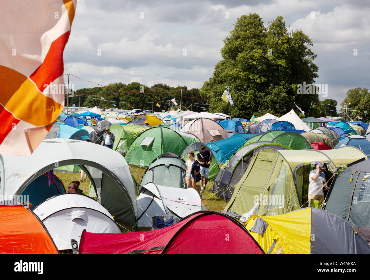 Latitude festival tents - one of the crowded tented areas, Suffolk Latitude Festival UK 2019 Stock Photo