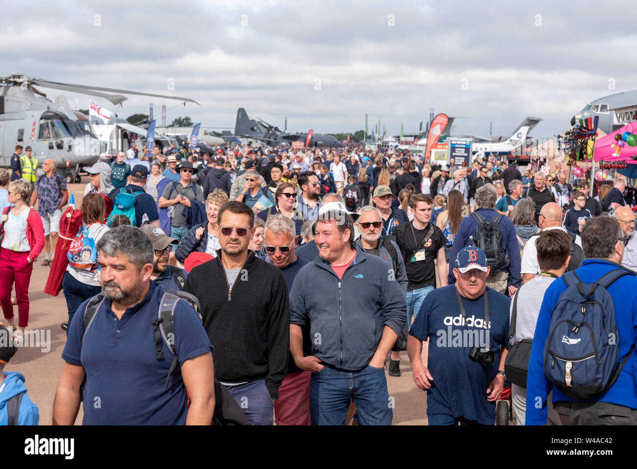 RAF Fairford, Gloucestershire, UK.. RIAT is regarded as the world's largest military airshow with participating aircraft flying in from all over the globe, with over 30 air arms from 20 different countries present in 2019. Huge crowds Stock Photo