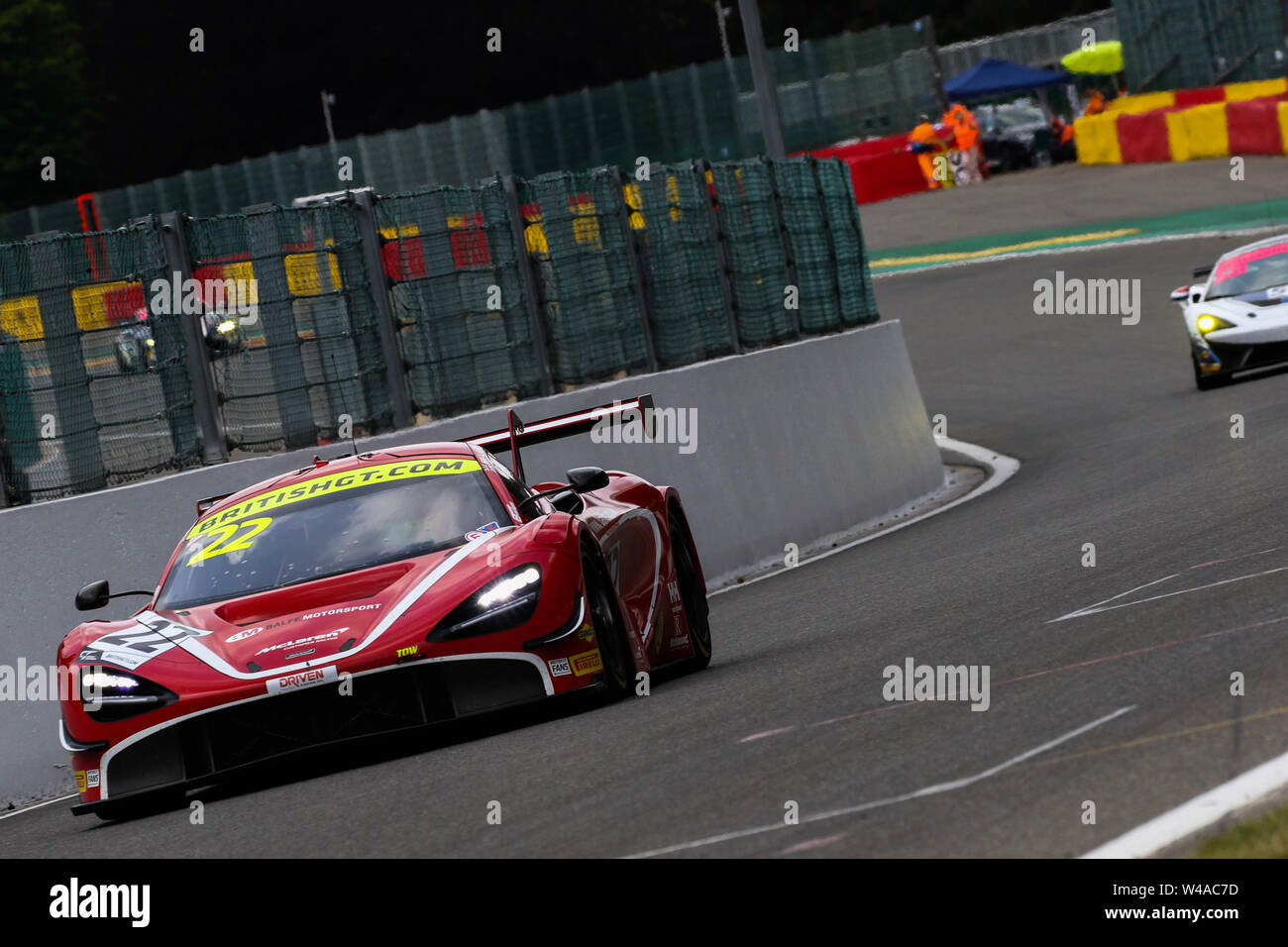 Stavelot, Belgium. 21st July, 2019. Balfe Motorsport McLaren 720S GT3 with drivers Shaun Balfe & Rob Bell during the British GT Championship Round 7 Spa-Francorchamps at Circuit de Spa-Francorchamps, Stavelot, Belgium on 21 July 2019. Photo by Jurek Biegus. Credit: UK Sports Pics Ltd/Alamy Live News Stock Photo