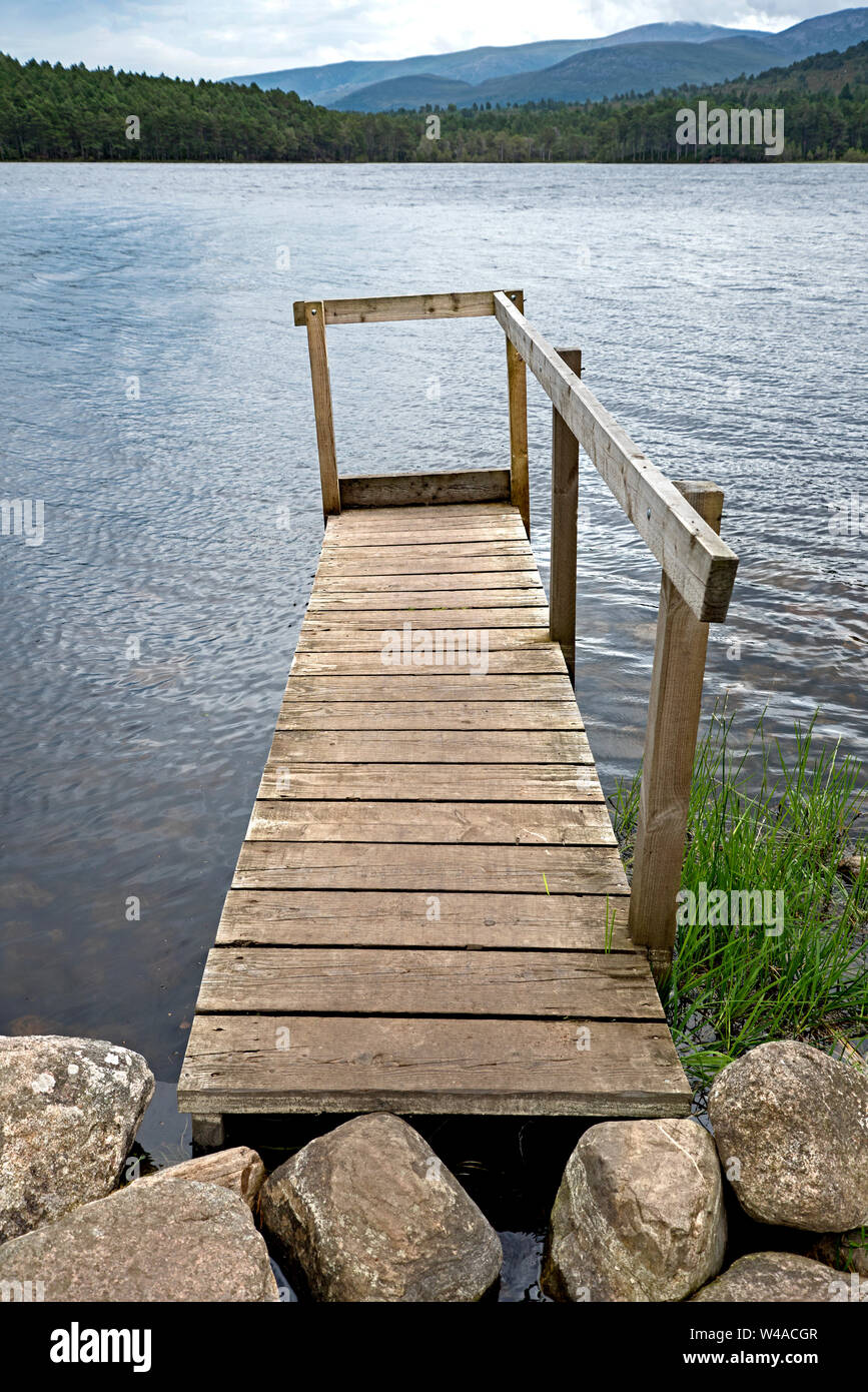 A small jetty on Loch an Eilein in the Cairngorms National Park, Scotland, UK. Stock Photo