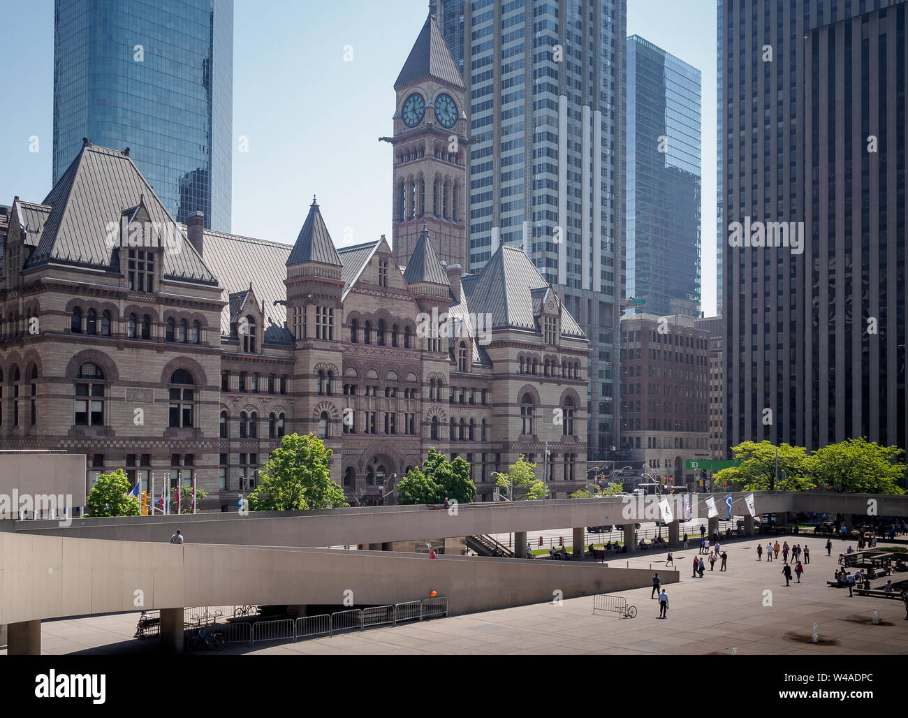 Toronto Old City Hall during day time in summers from Nathan's Philip Square Stock Photo