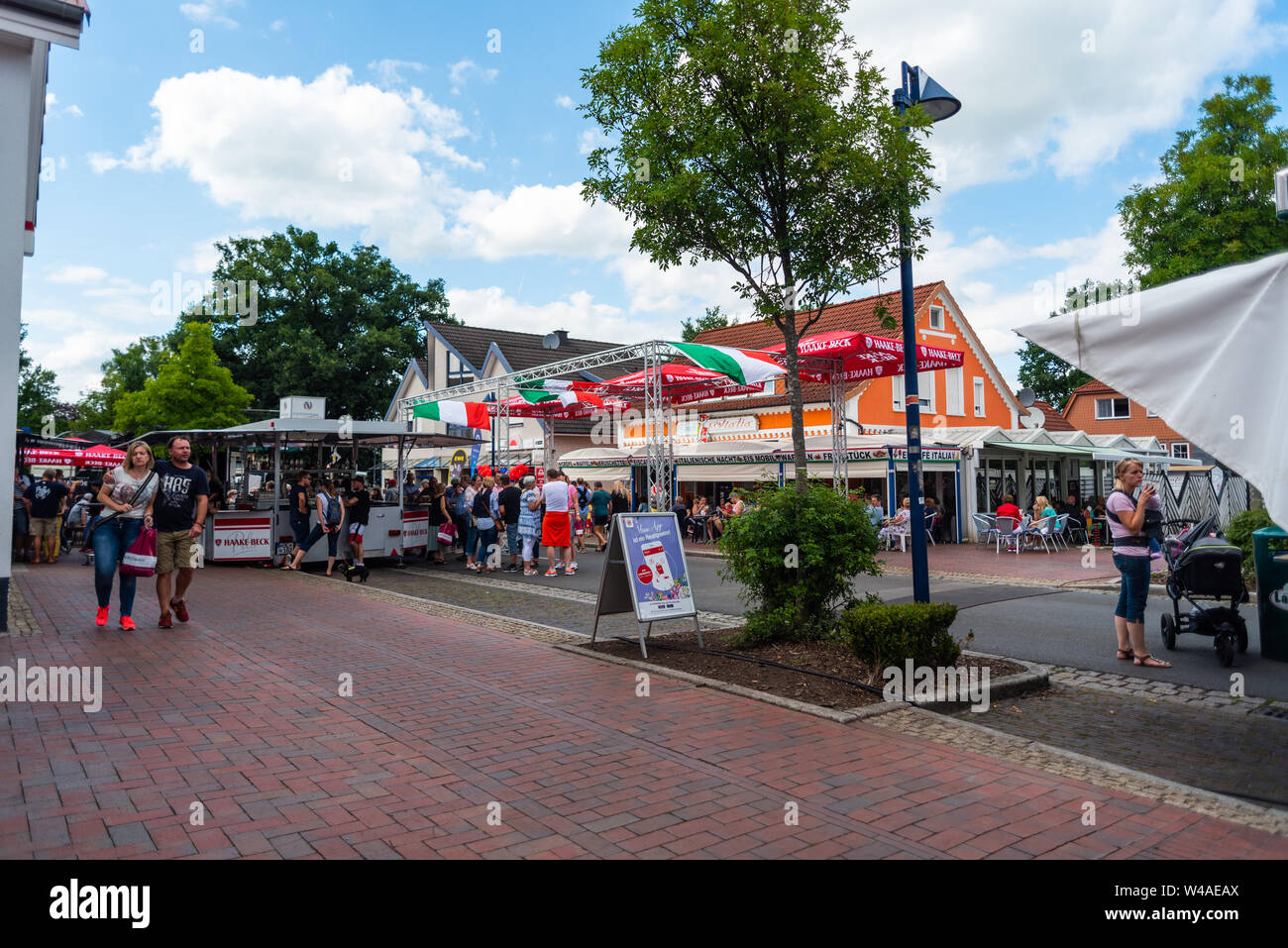 Hude, Germany, July, 21 2019: the day after the italian night in the municipality of hude lower  saxony Stock Photo