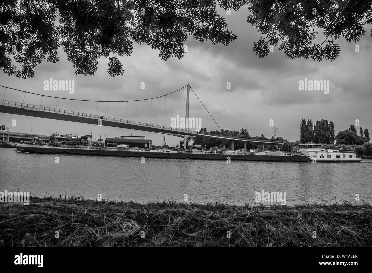 Neciobrug In The Distance In Black And White At Diemen The Netherlands 2019 Stock Photo