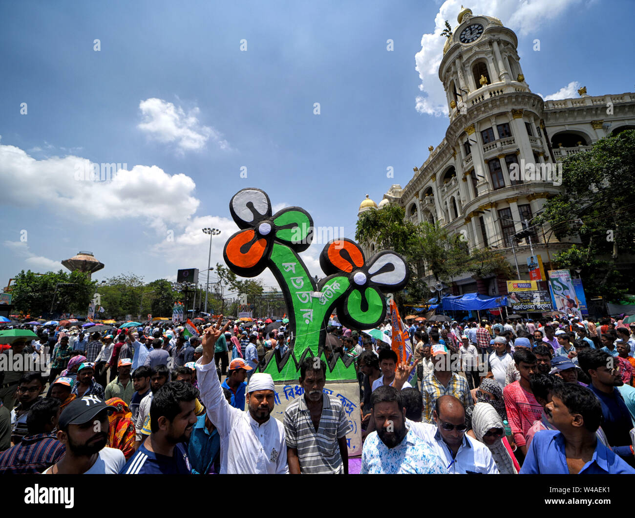 Huge crowd during the Rally.The 21 July Martyr's Day Rally is an annual mass rally organised by the All India Trinamool Congress to commemorate the 1993 Kolkata firing where 13 Congress workers lost their life by the Police of CPIM Government. Stock Photo