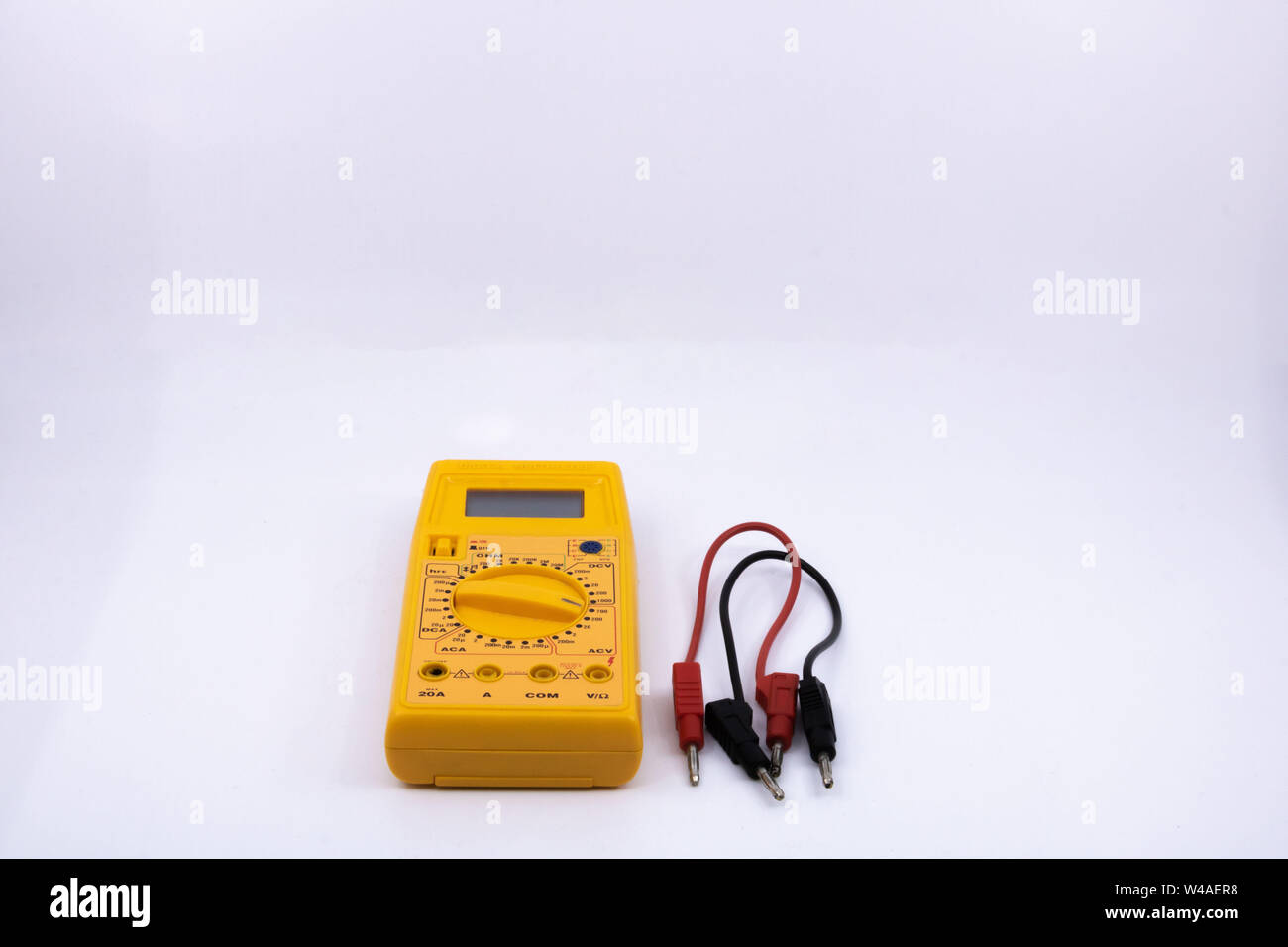 electric tester on white background Isolated graphic resource for electrician, electromechanic, sale of DIY tools, or tool for electricity Stock Photo