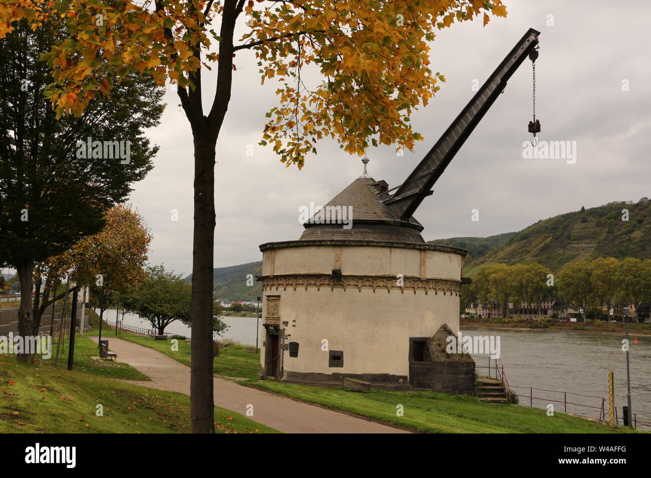 Blick auf den Rhein bei Andernach in Rheinland-Pfalz Stock Photo