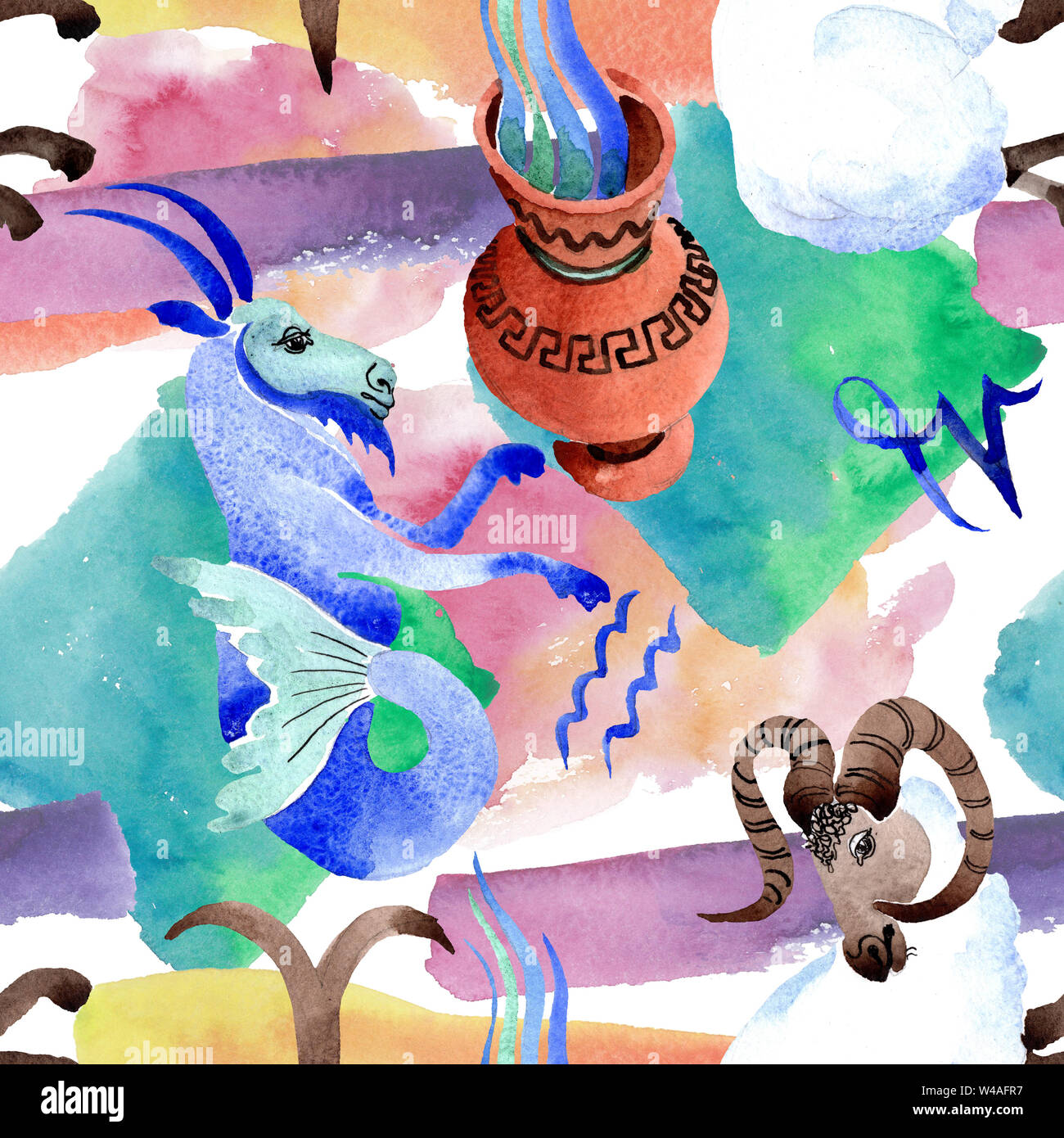 Horoscope zodiac sign, astrology symbol. Watercolor illustration set ...
