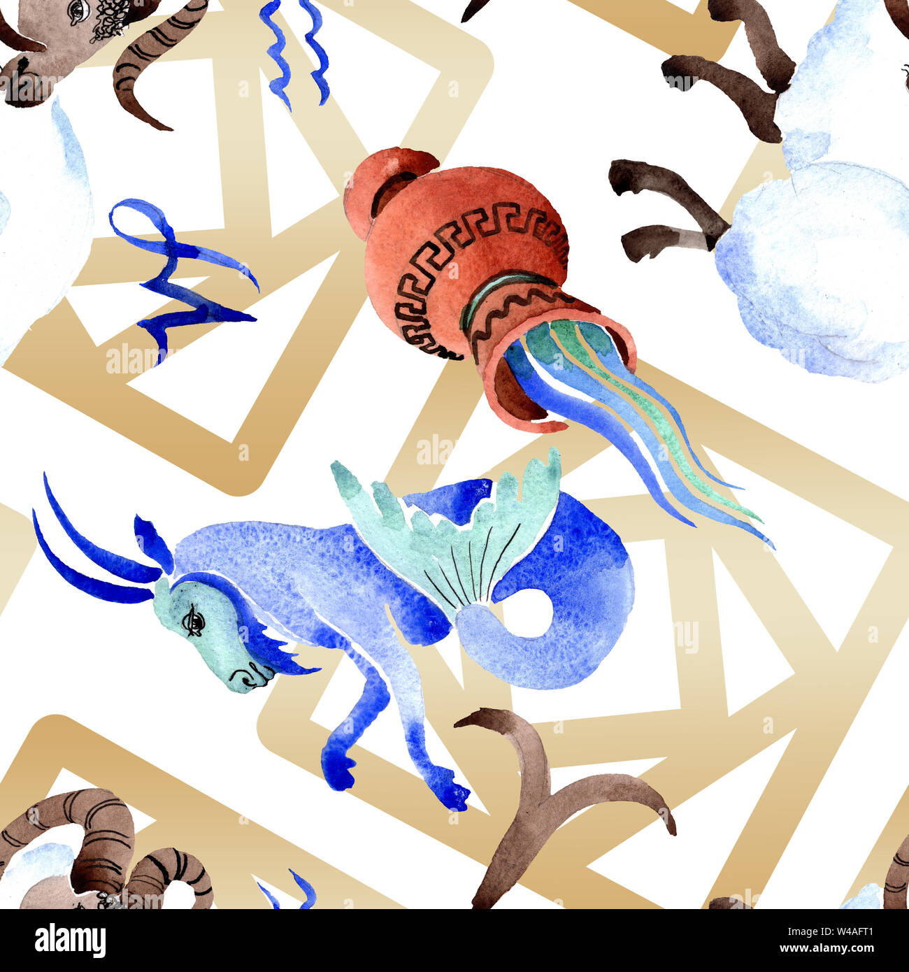Horoscope zodiac sign, astrology symbol. Watercolor illustration set ...