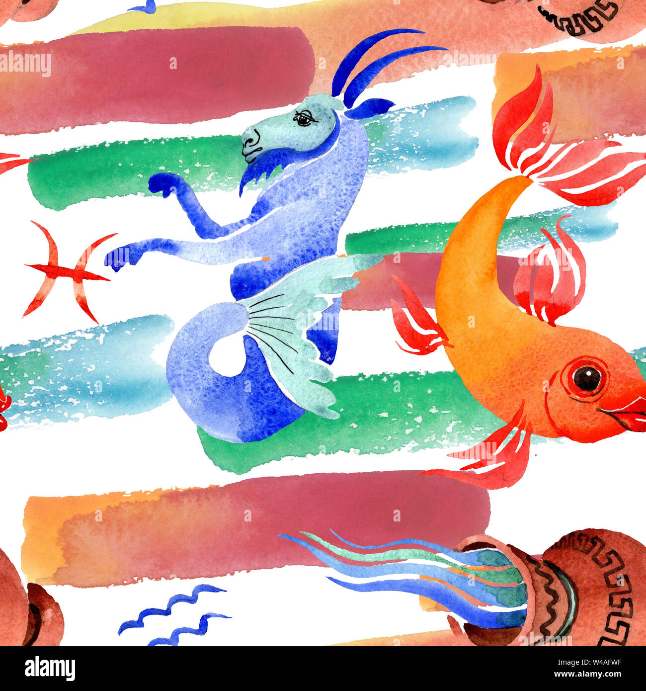 Horoscope zodiac sign, astrology symbol. Watercolor illustration set ...