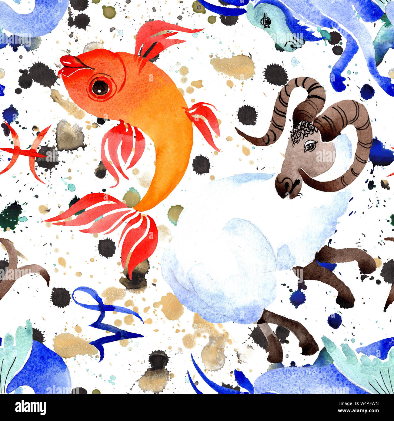 Horoscope zodiac sign, astrology symbol. Watercolor illustration set ...