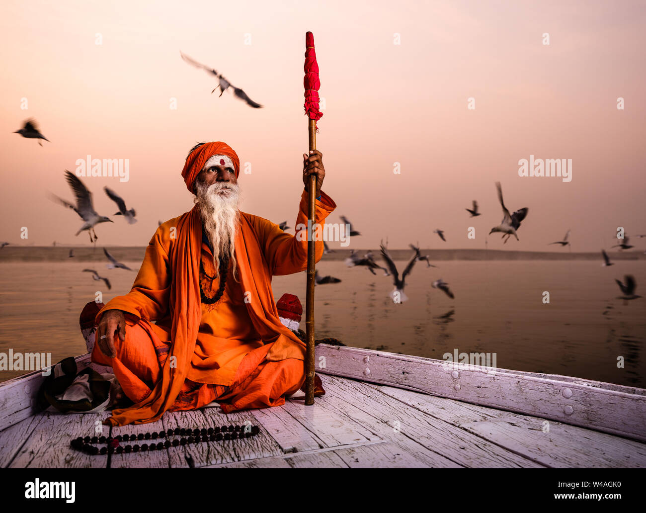 Varanasi INDIA CIRCA NOVEMBER 2018 Portrait Of A Sadhu In Varanasi Varanasi INDIA CIRCA NOVEMBER 2018 Portrait Of A Sadhu In Varanasi