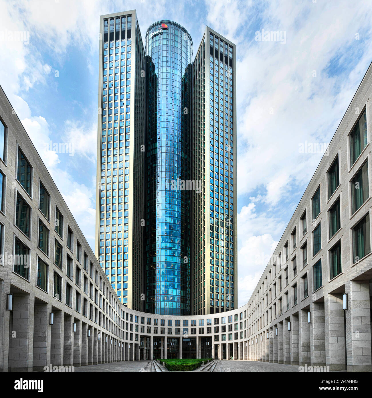 Frankfurt am Main, July 2019.  A panoramic view of the modern skyscrapers in the center of the city Stock Photo