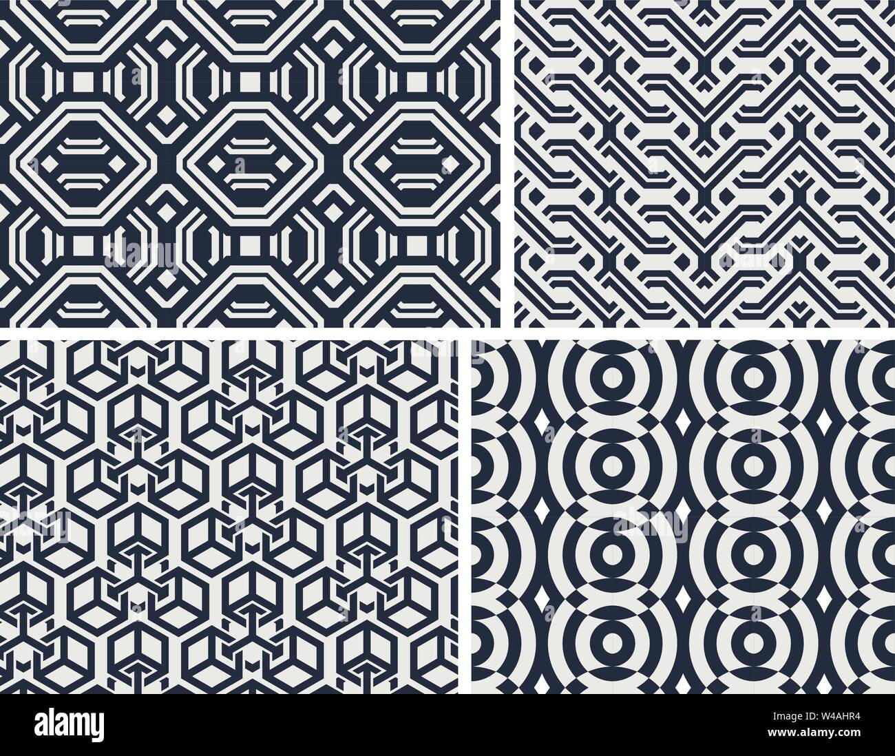 Set of seamless patterns. Abstract geometric background vector ...