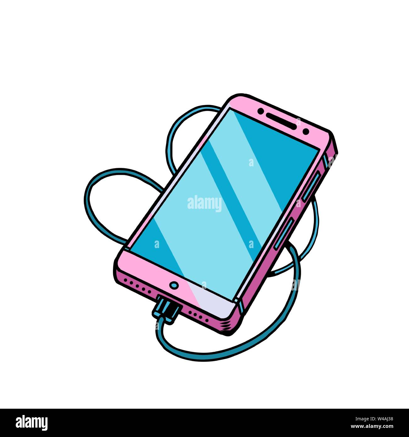 pink smartphone mobile phone gadget Stock Vector