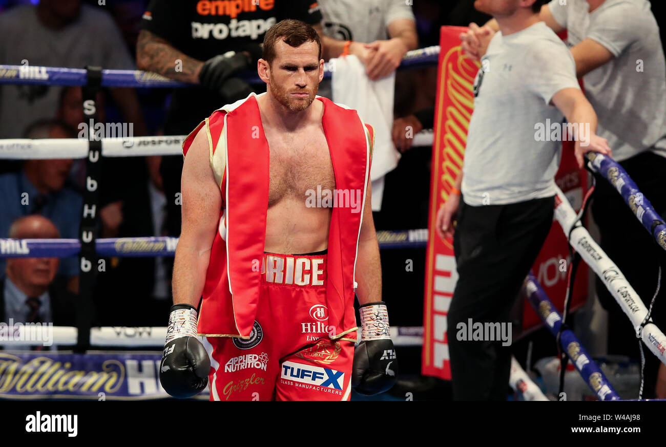 LONDON, ENGLAND - JULY 20: David Price enters the ring ahead of his fight with Dave Allen during the Matchroom Boxing event at The O2 Arena on July 20 Stock Photo