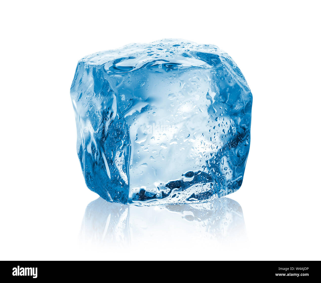 Drops of water on an ice cube isolated on a white background Stock ...