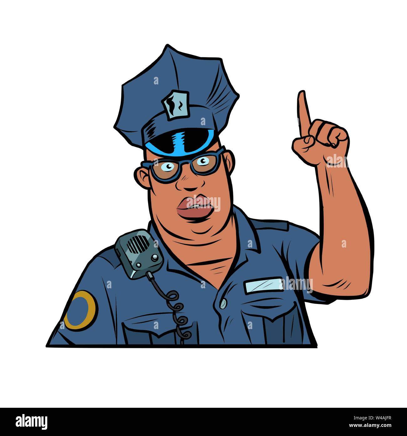 african police officer index finger up Stock Vector