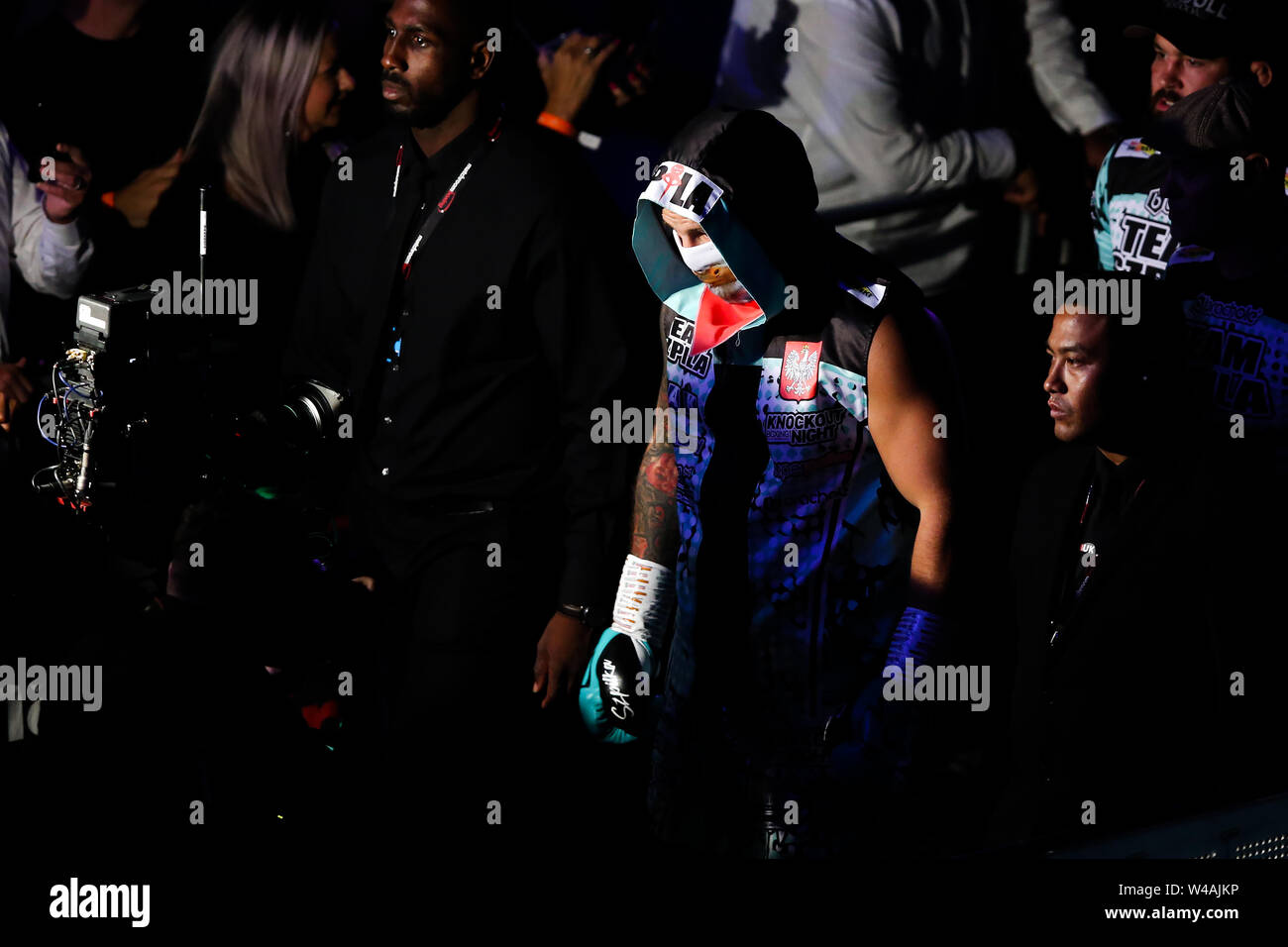 LONDON, ENGLAND - JULY 20: Artur Szpilka walks to the ring ahead of his fight with Dereck Chisora during the Heavyweight contest during the Matchroom Stock Photo