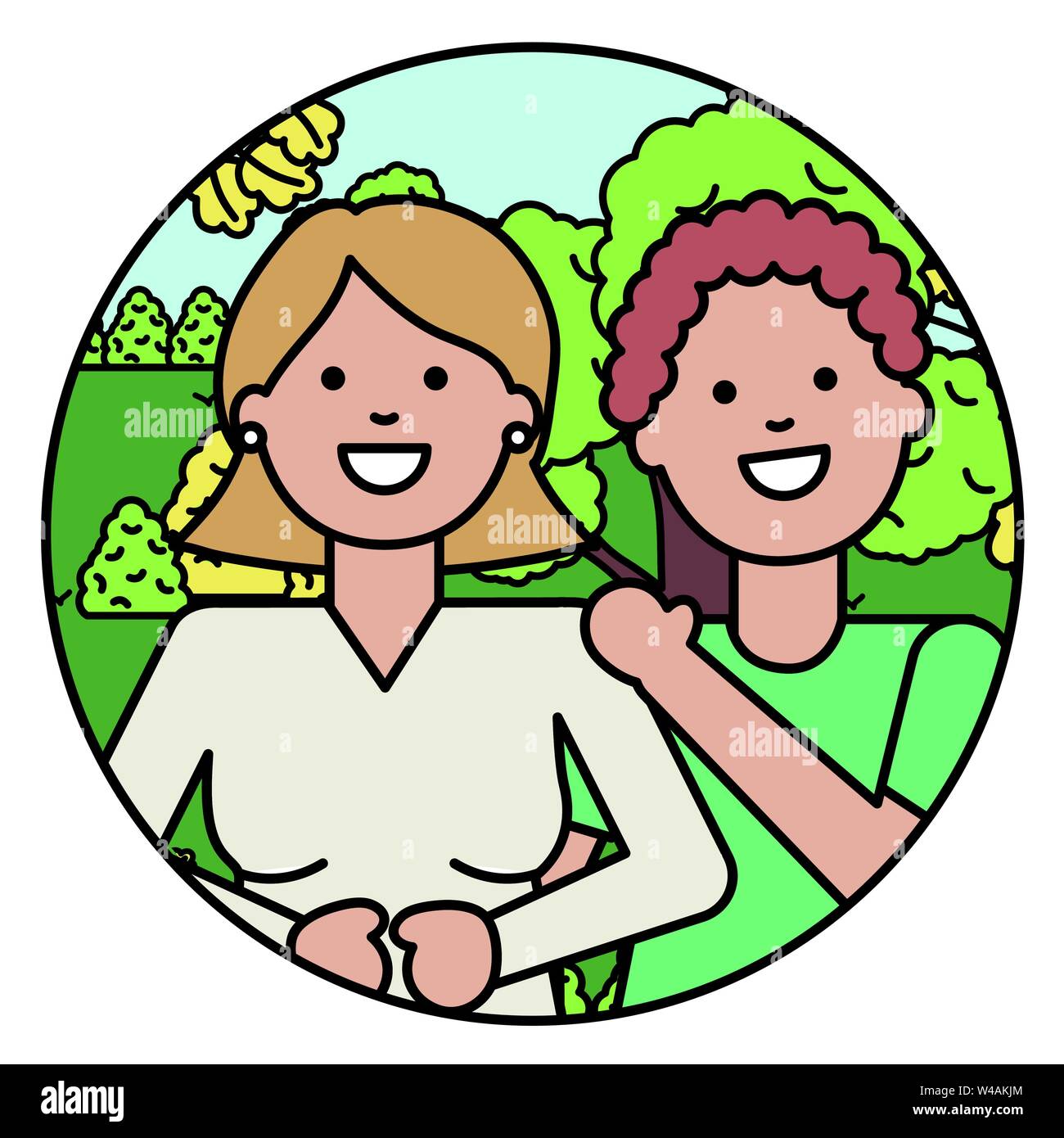 young lovers couple in the park vector illustration design Stock Vector ...