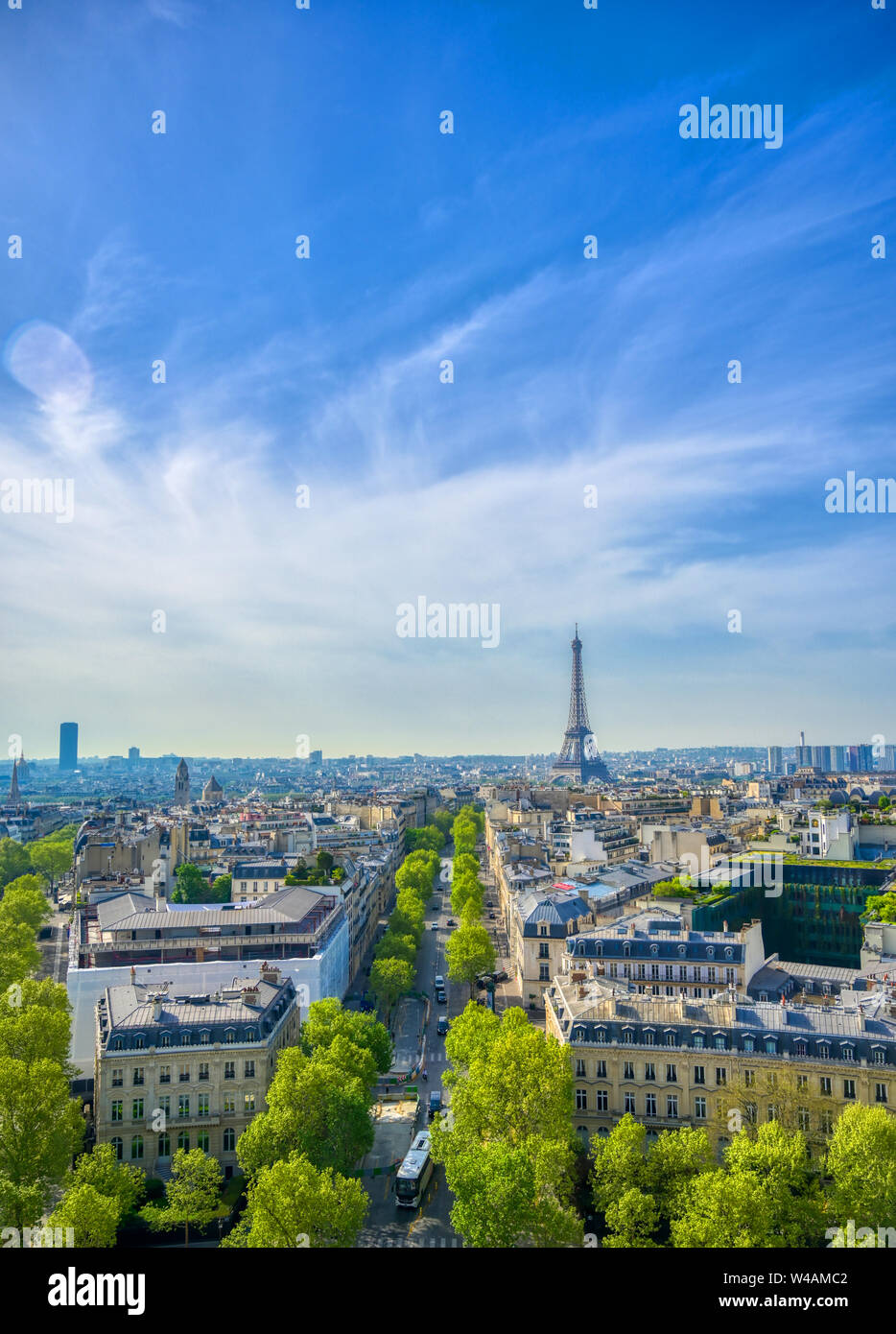 A view of the Eiffel Tower and Paris, France from the Arc de Triomphe Stock Photo Alamy